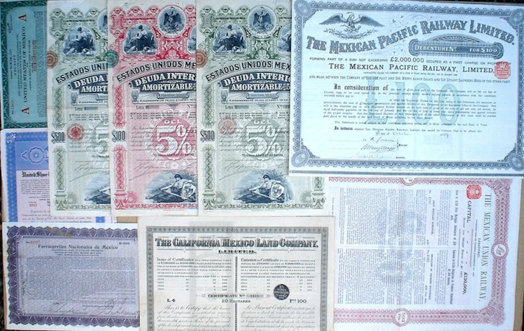 Bonds or shares collection - 10 x Mexican Government Bond...