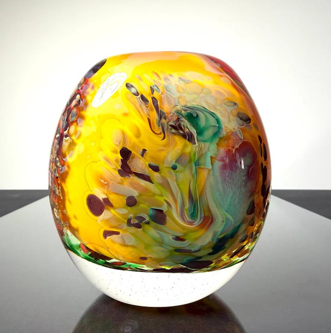 Maxence Parot - Vase - Unique opaline and gold vase. - Glass