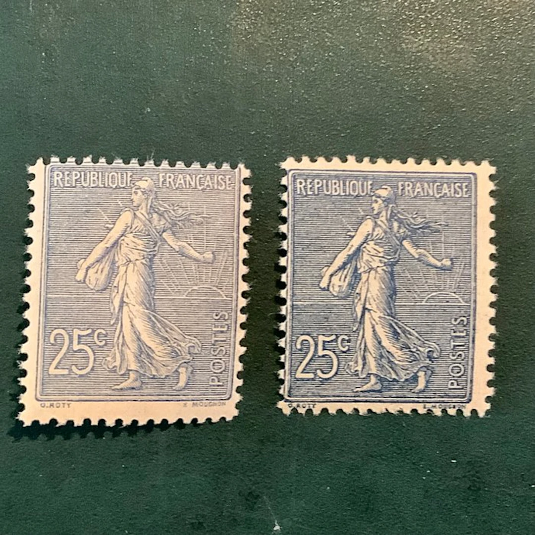 France 1903 - 25 cent Semeuse lined - blue and dark blue...