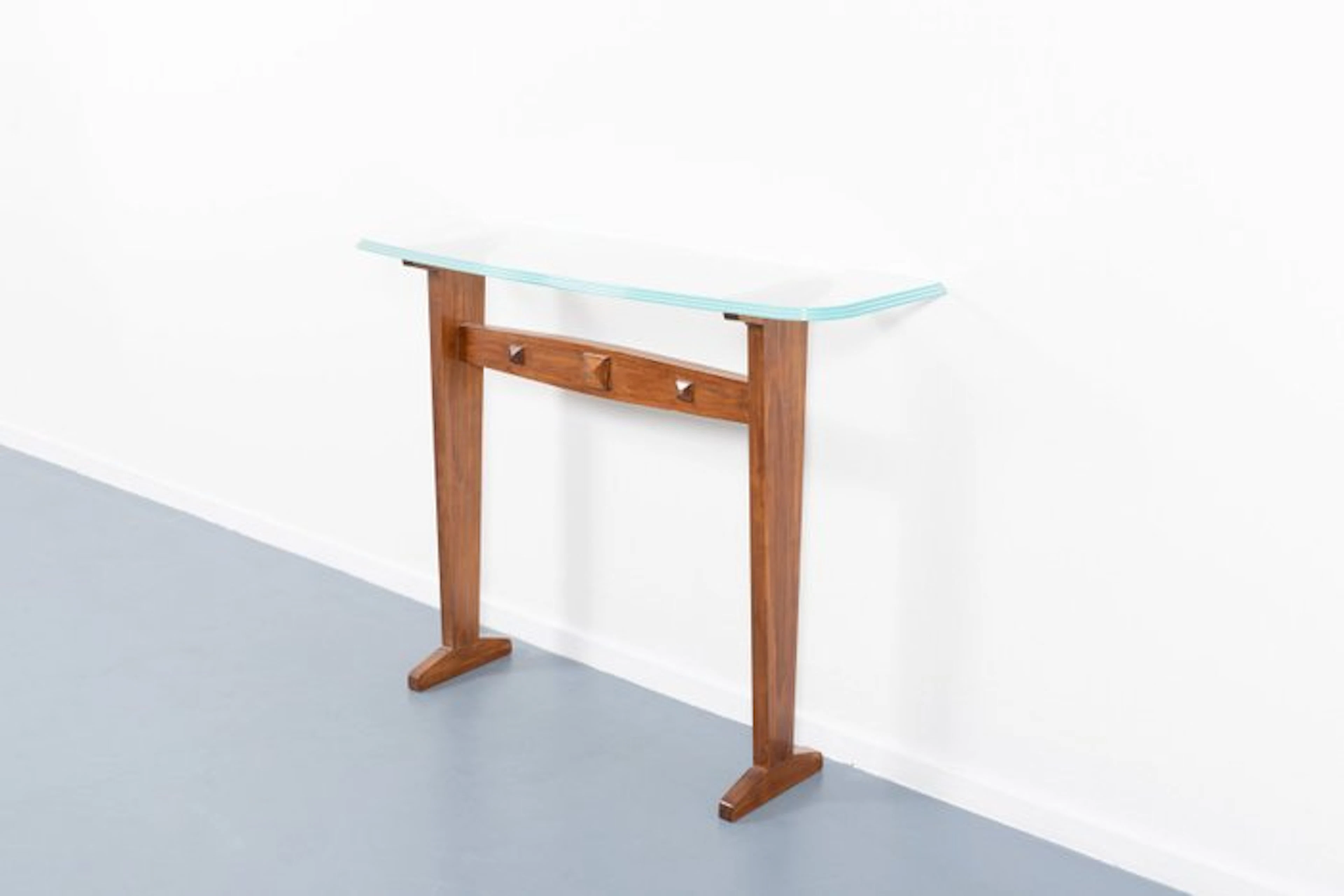 Console table - Glass, Wood - Italian Mid-Century, 1950