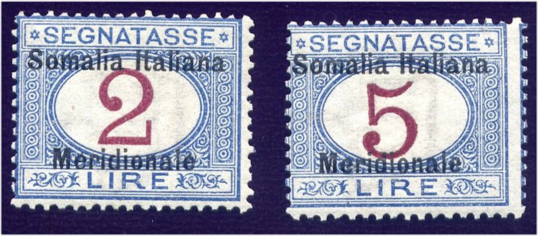 Italian Somalia 1906 - Segnatasse 2L and 5L Overprinted...