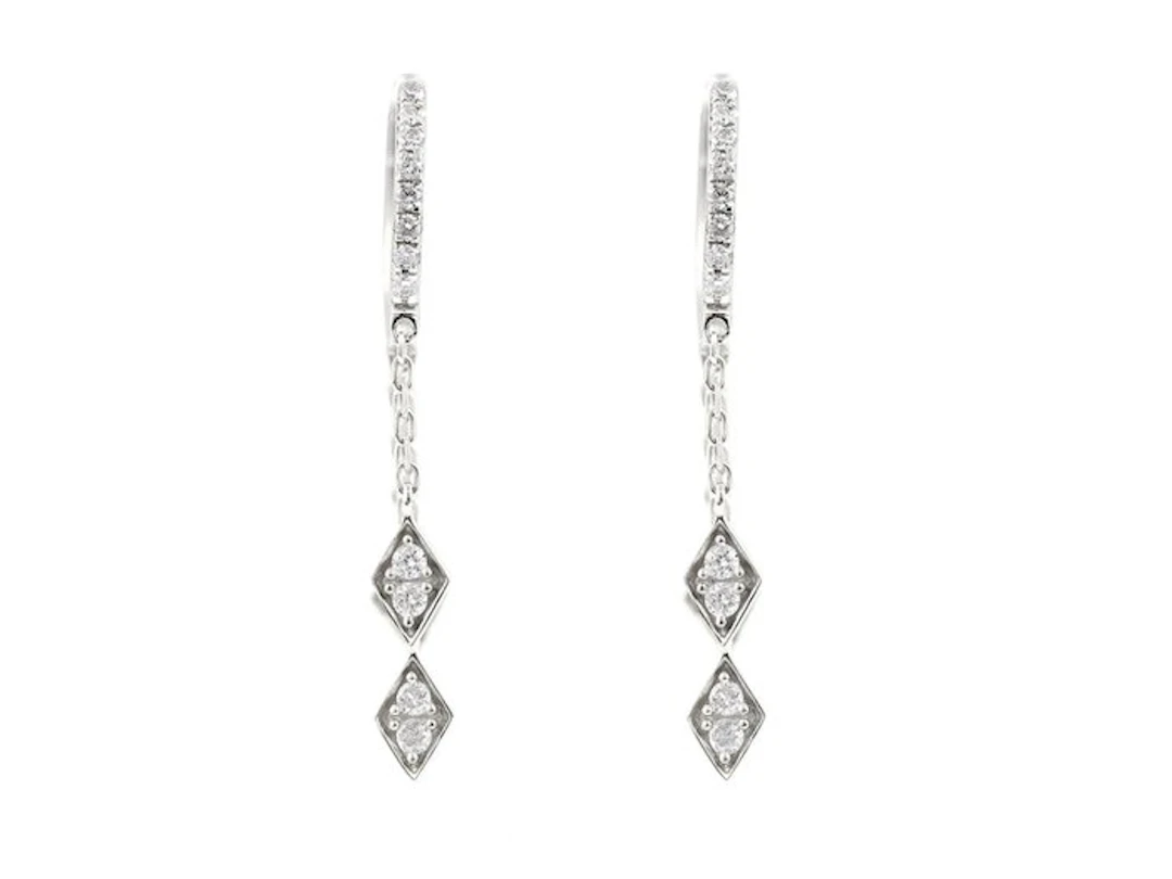 Earrings - 14 kt. White gold - 0.32ct. tw. Diamond (Natural)