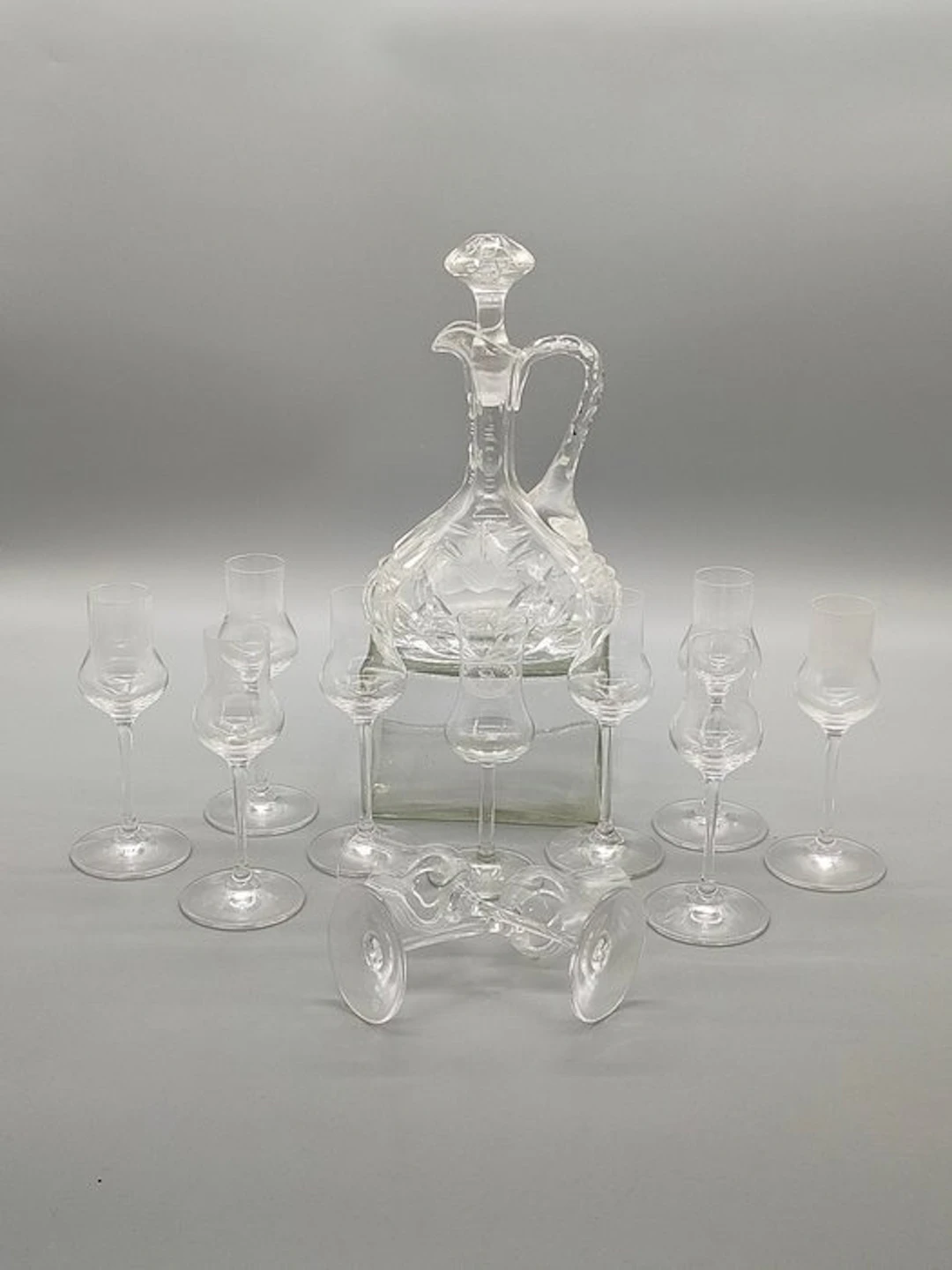 Elegantes Glaskrug Likörset – Feines Schliffdekor – JP Markung - Jar - Glass