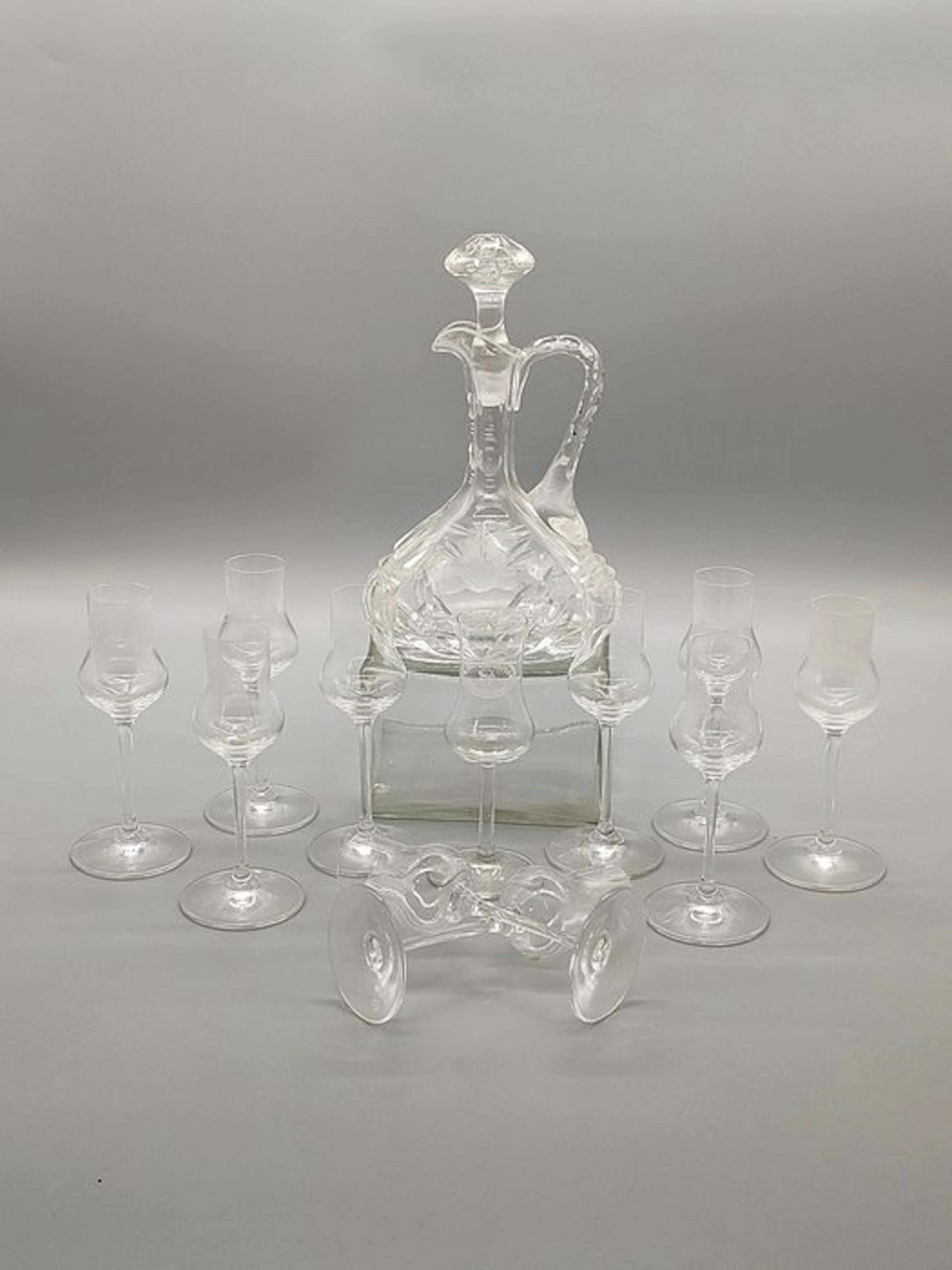 Elegantes Glaskrug Likörset – Feines Schliffdekor – JP Markung - Jar - Glass