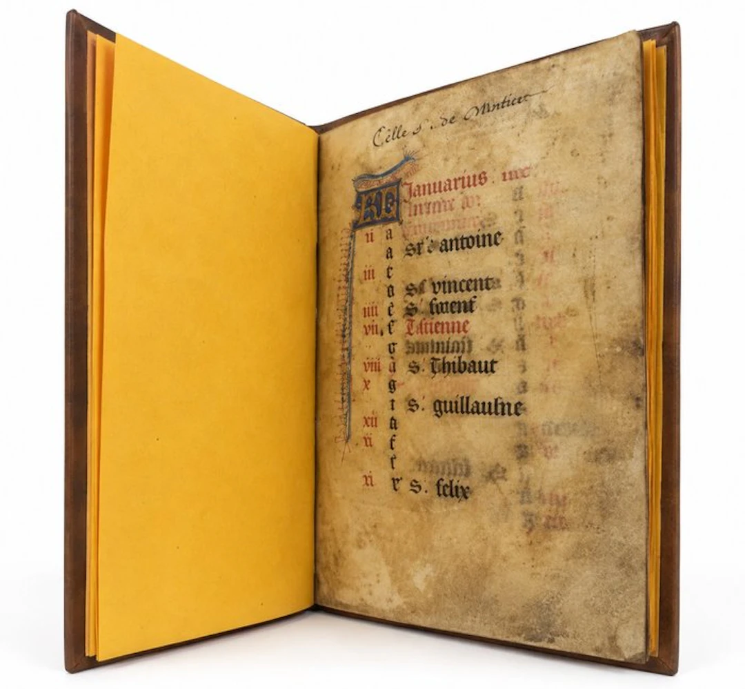Anonyme - Livre d'heures (feuillet de calendrier) - 1430