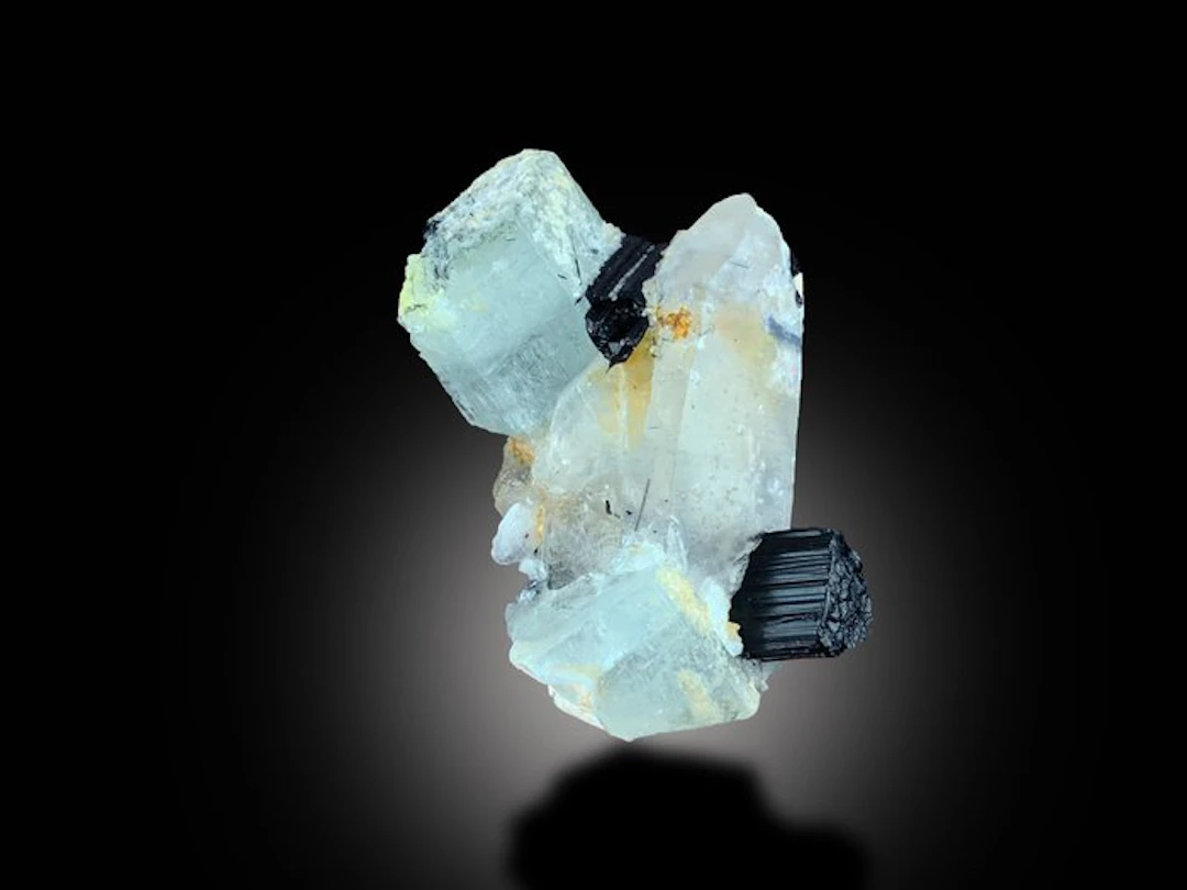 Natural Aquamarine with Black Tourmaline (Schorl) –...