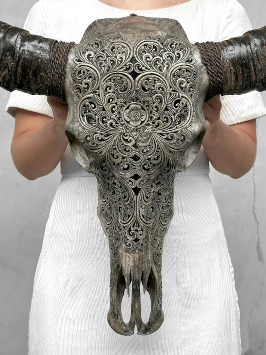 NO RESERVE PRICE - Authentic Large Grey Hand - Carved...