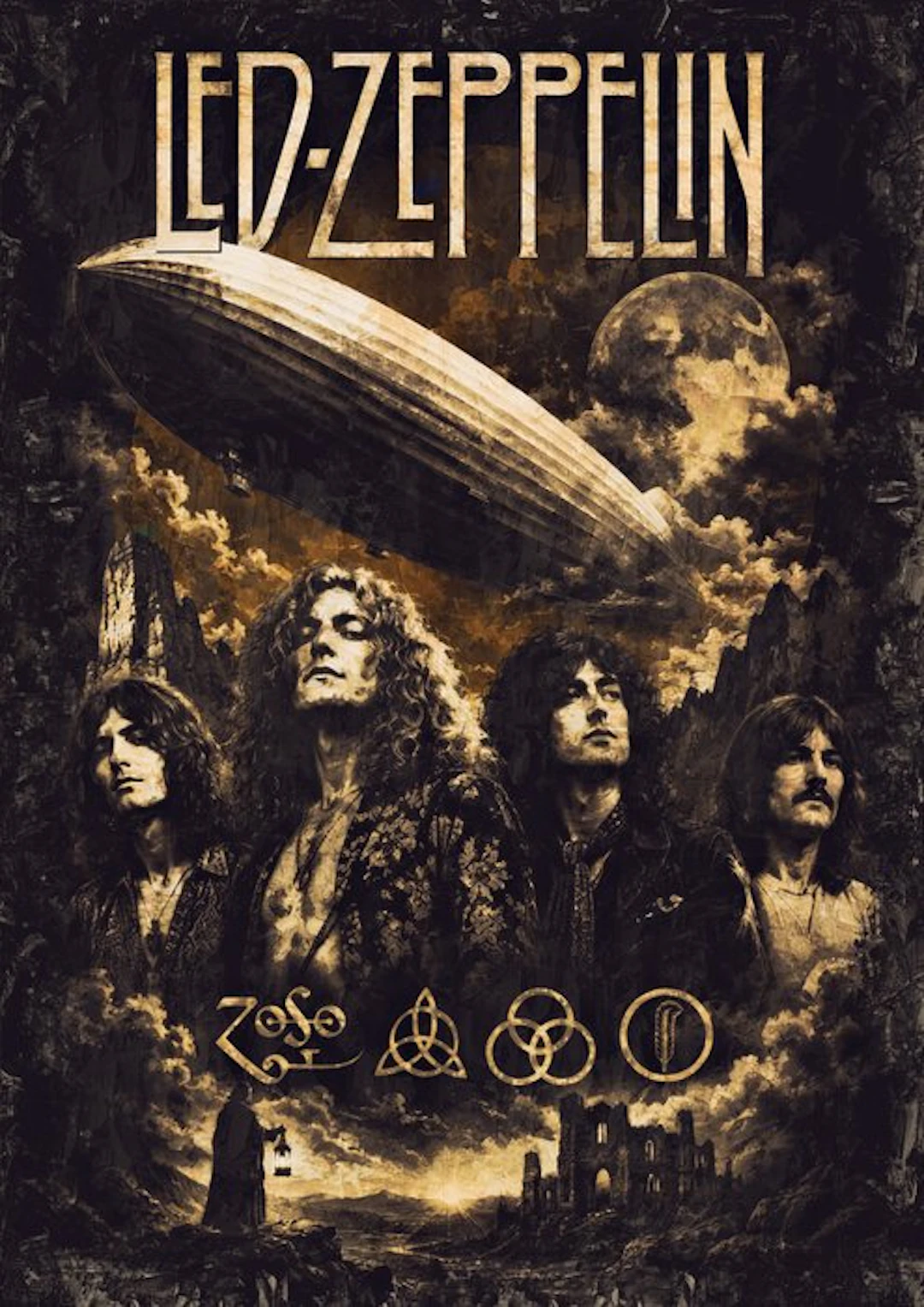 Led Zeppelin - By artist Andrea Boriani - Oil-style...