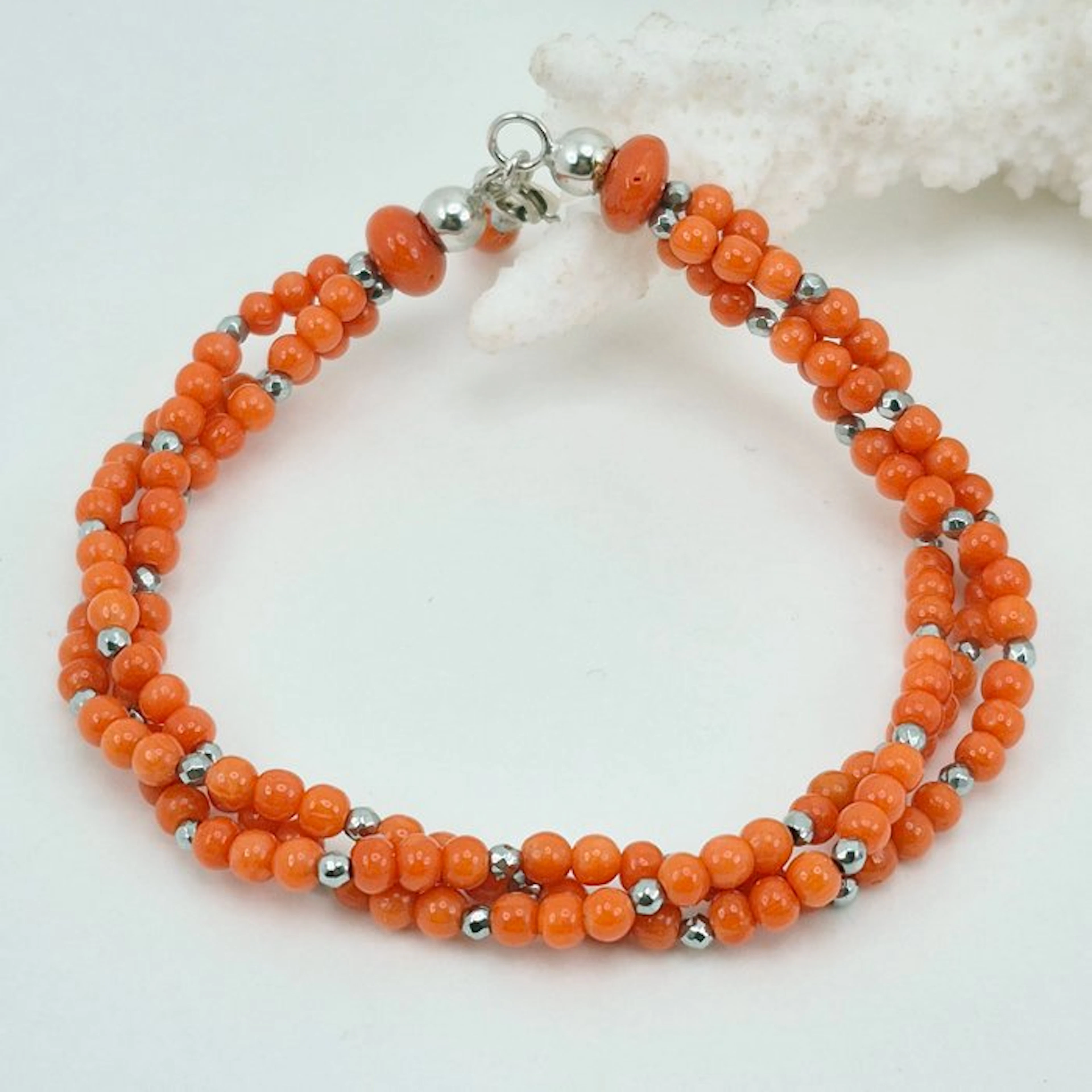 Coral - Silver - Bracelet - CORALLO MEDITERRANEO