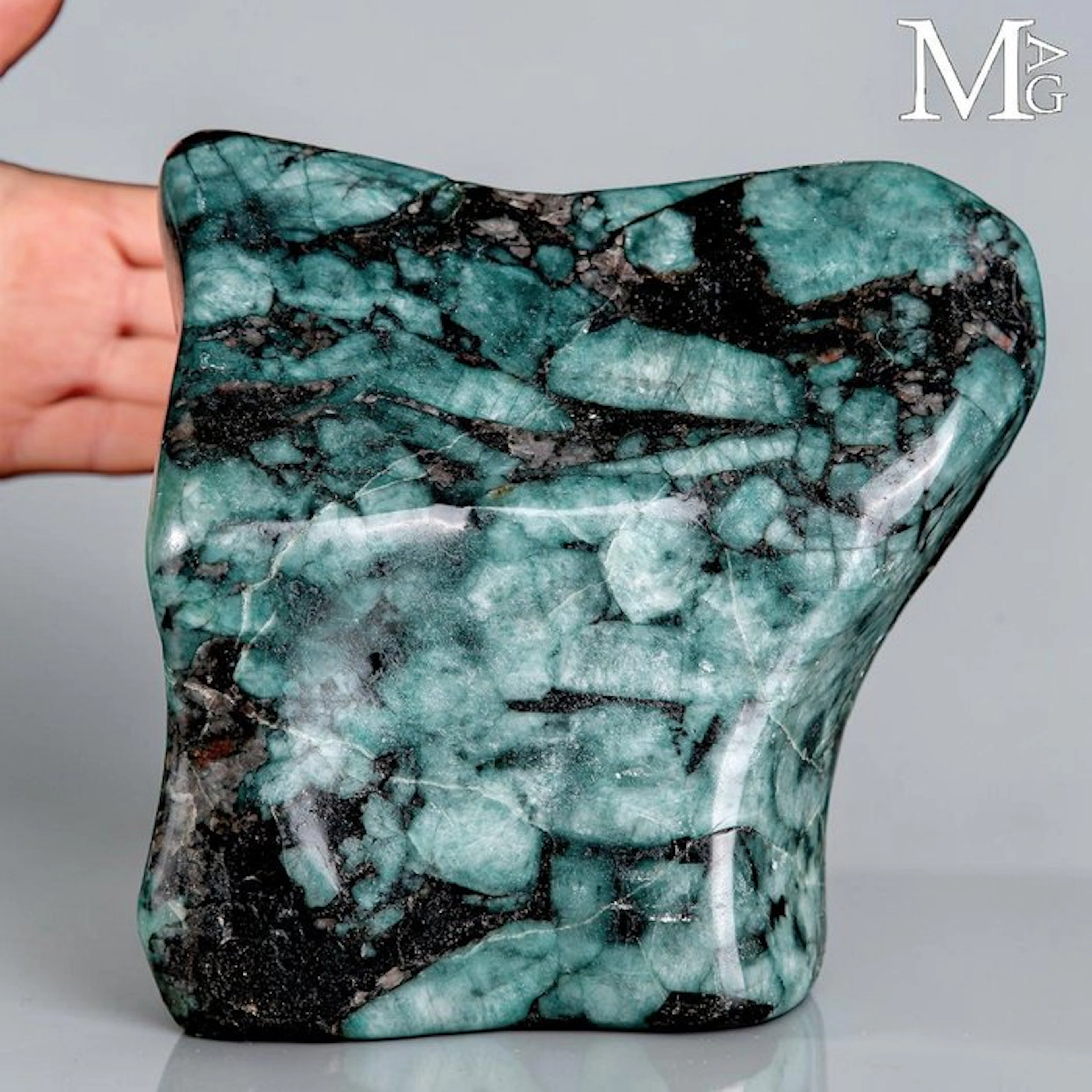 Green Emerald Crystals in a Dark Schist Matrix Large...