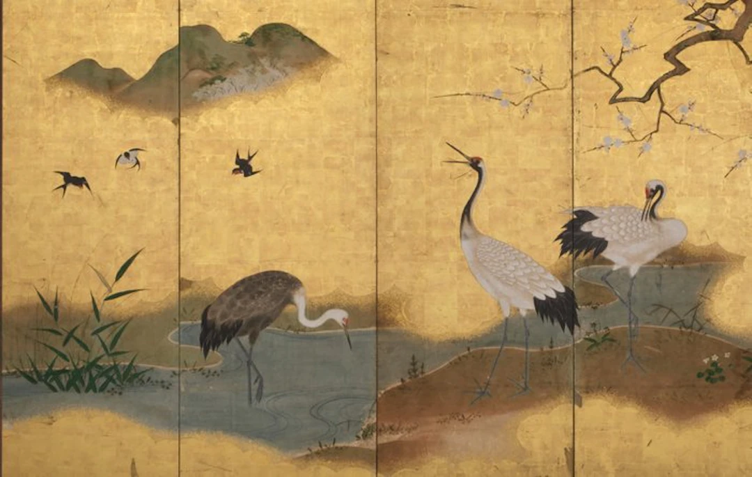 Byôbu 屏風 (folding screen) - Lacquered wood