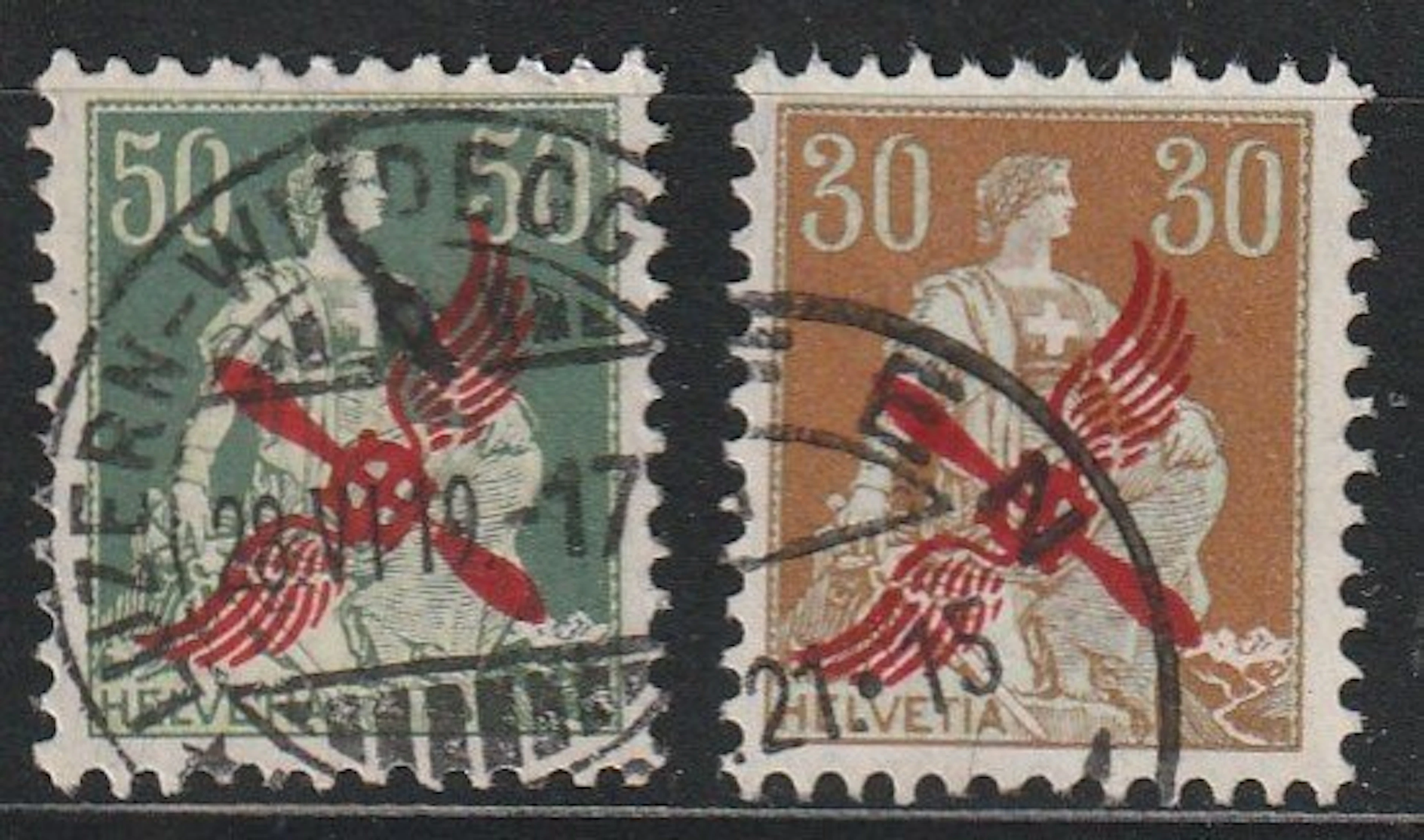 Switzerland 1919/1920 - Propeller print. - SBK nr F1 - F2
