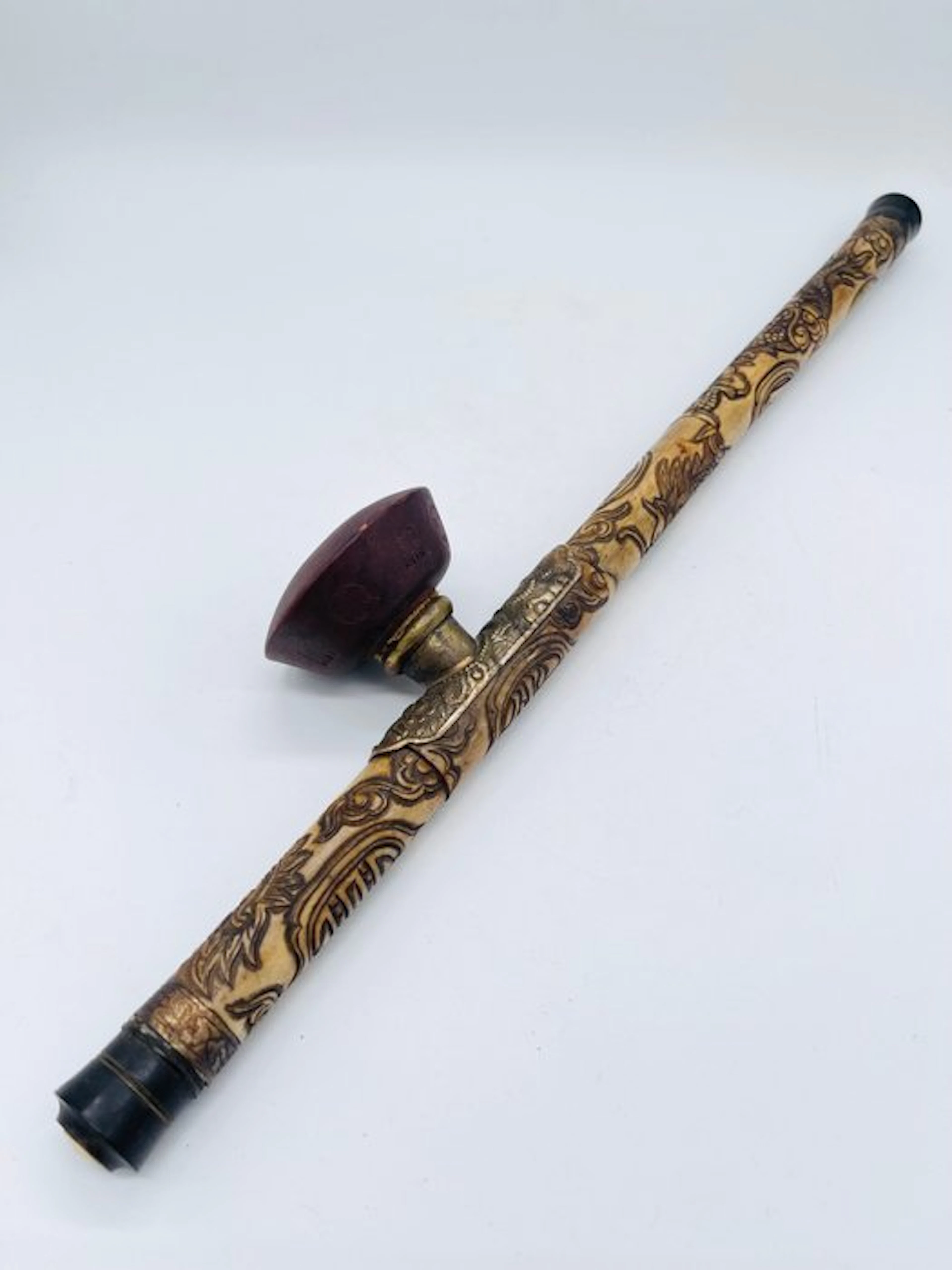 Opium pipe - Pipe - Bone, Ceramic, Brass