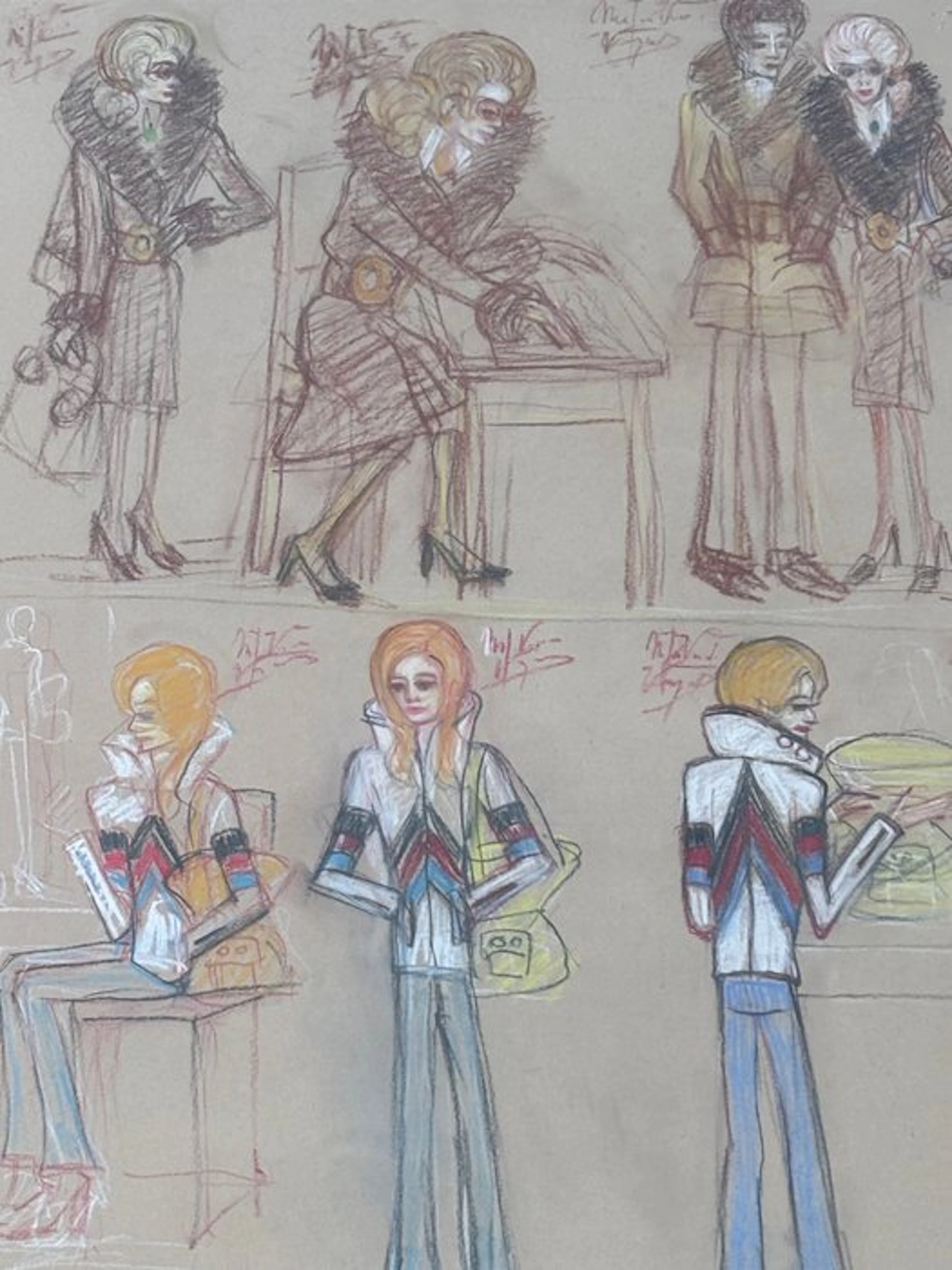 Marie-José Vande Veegaete (1917- 2005) - Modeschetsen met figuren
