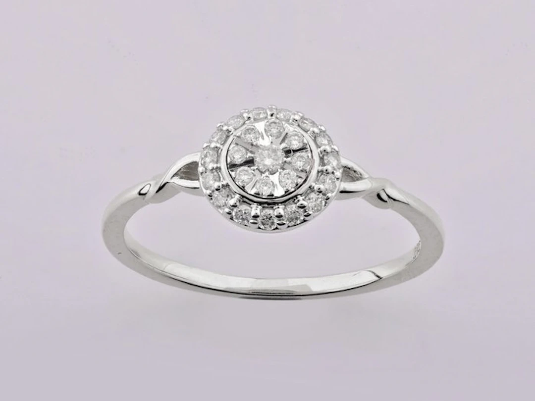 Ring - 14 kt. White gold - 0.20ct. tw. Diamond (Natural)
