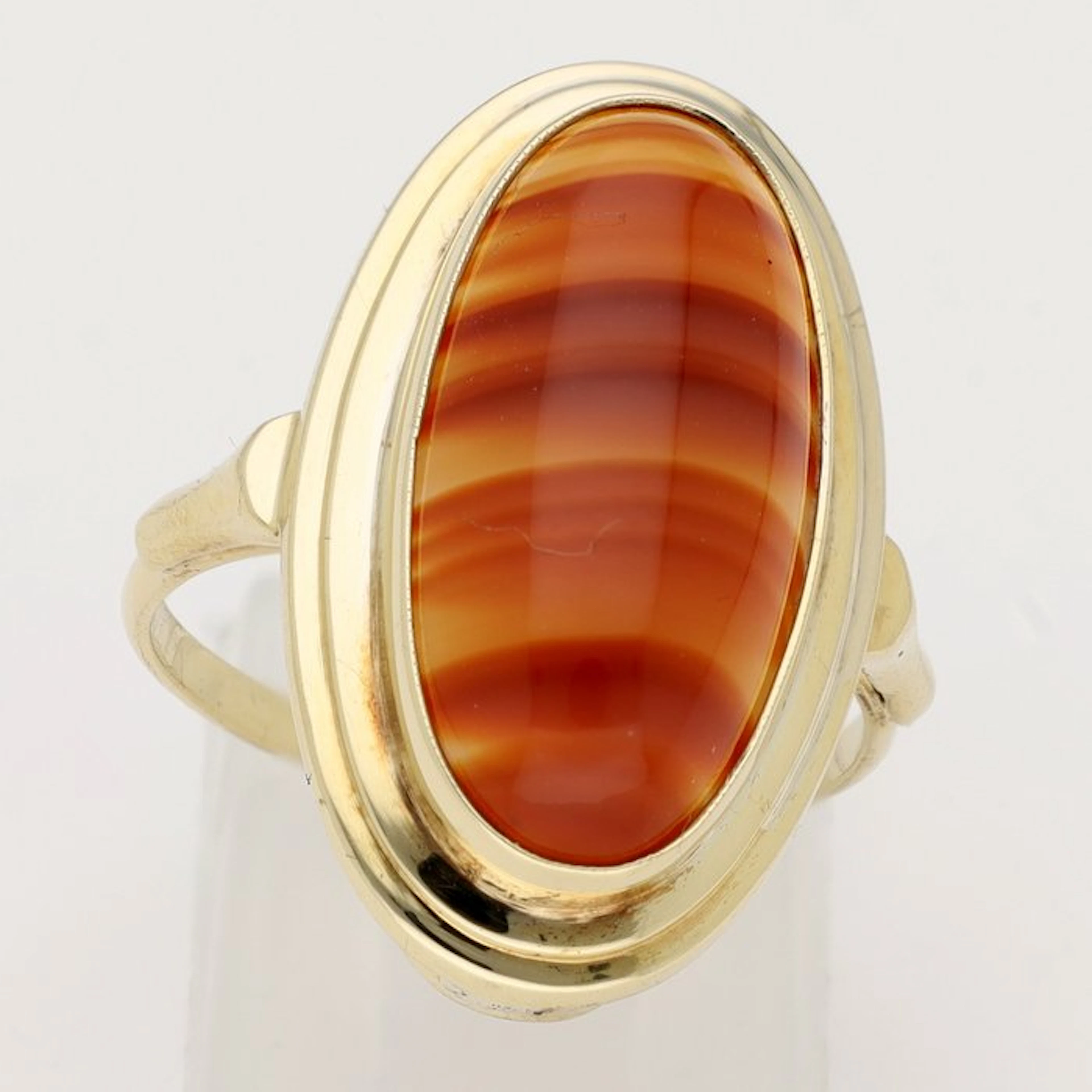 Ring - 14 kt. Yellow gold - 6.02ct. tw. - agate