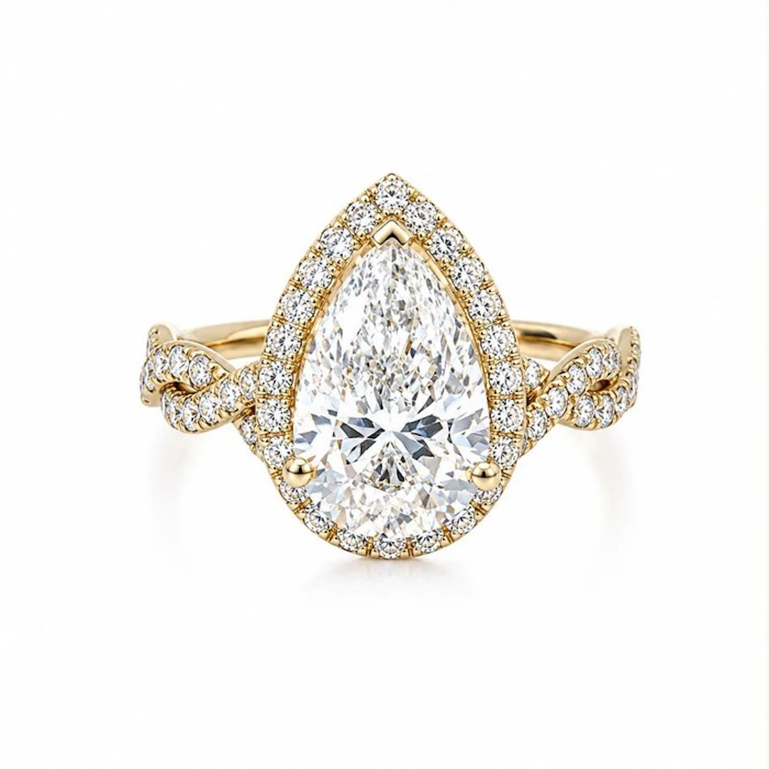 Ring - 14 kt. Yellow gold - 3.10ct. tw. Diamond (Lab-grown) - Diamond