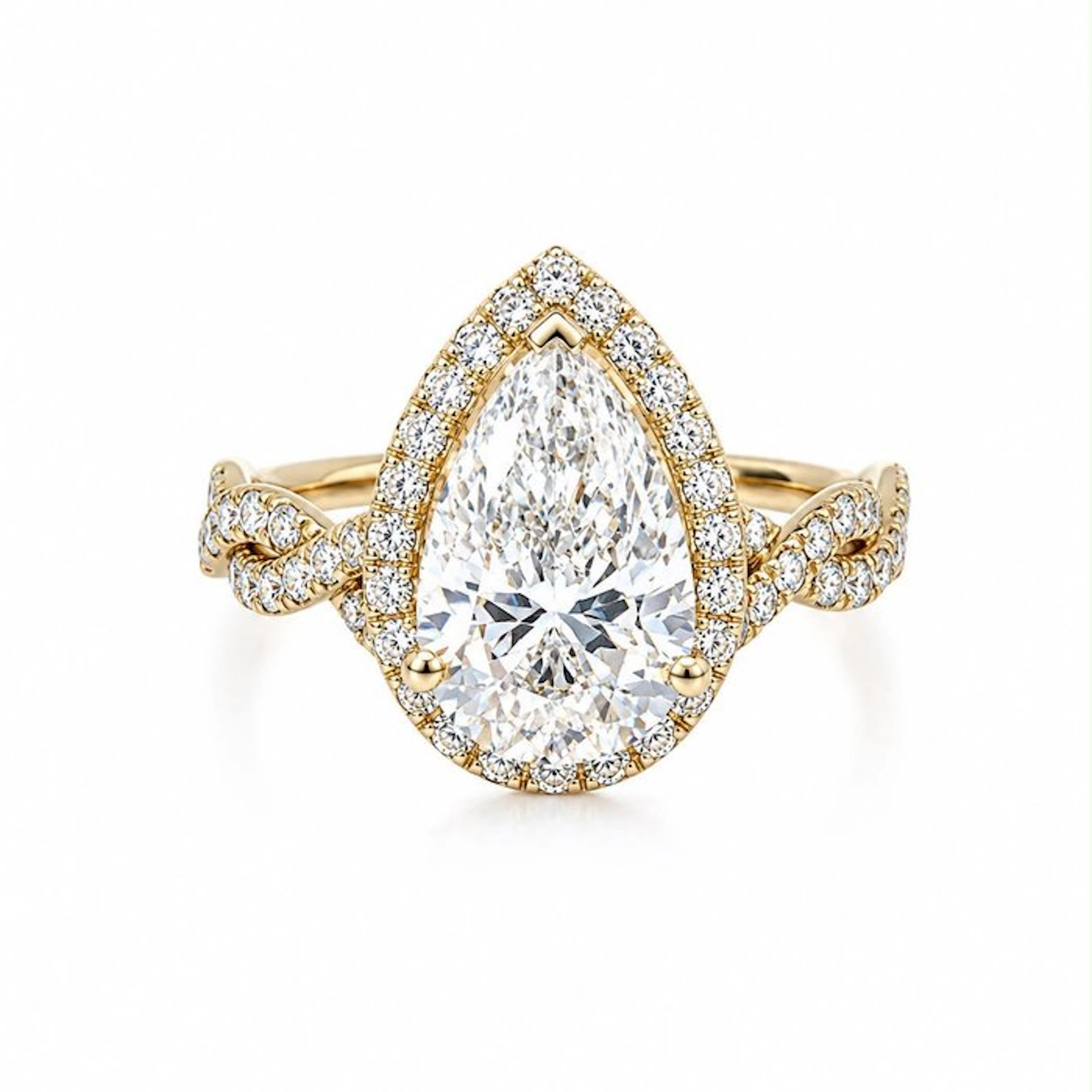 Ring - 14 kt. Yellow gold - 3.10ct. tw. Diamond (Lab-grown) - Diamond