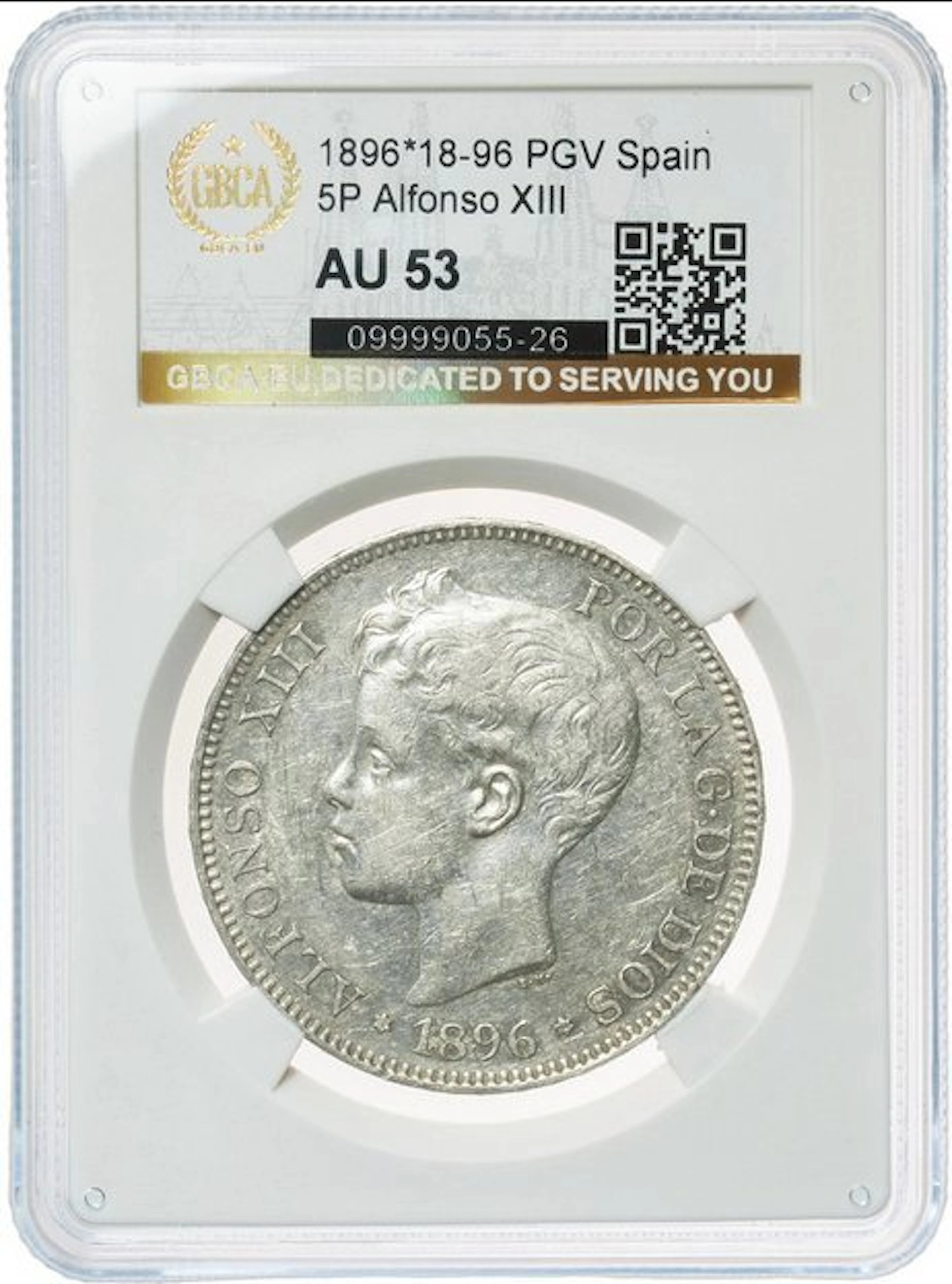 Spain. Alfonso XIII. 5 Pesetas 1896 - AU53