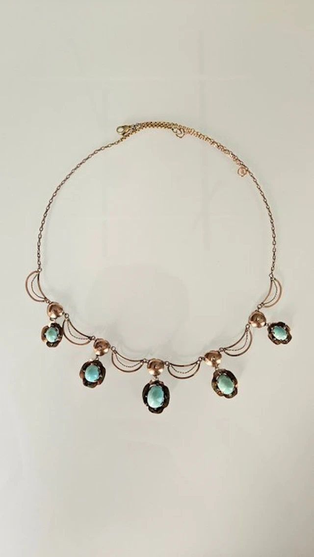 Necklace - 8 kt. Yellow gold Turquoise - Turquoise - Stamped 333