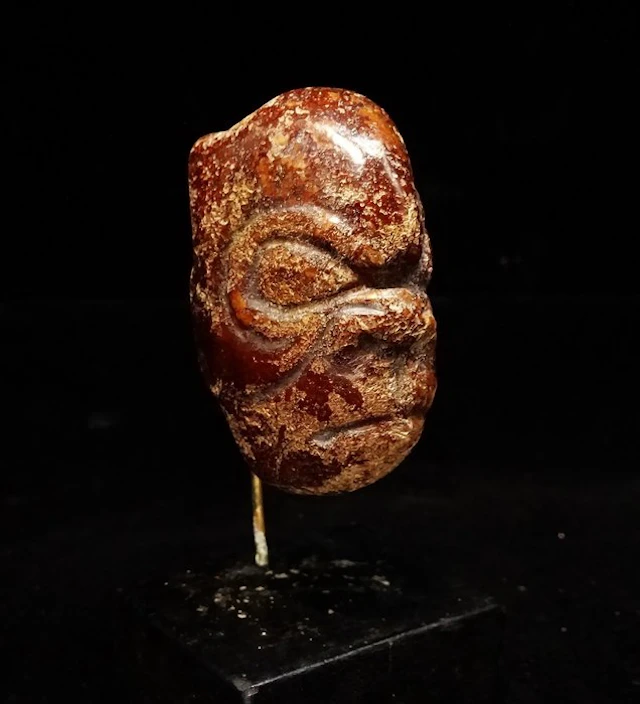 Ancient Chinese Neolithic jade pendant mask - Hongshan culture, 4500–3000 BC.