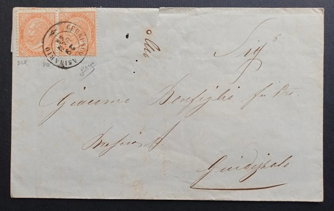 Italy Kingdom - 10 cent DLR pair on cover from Cernusco Asinario