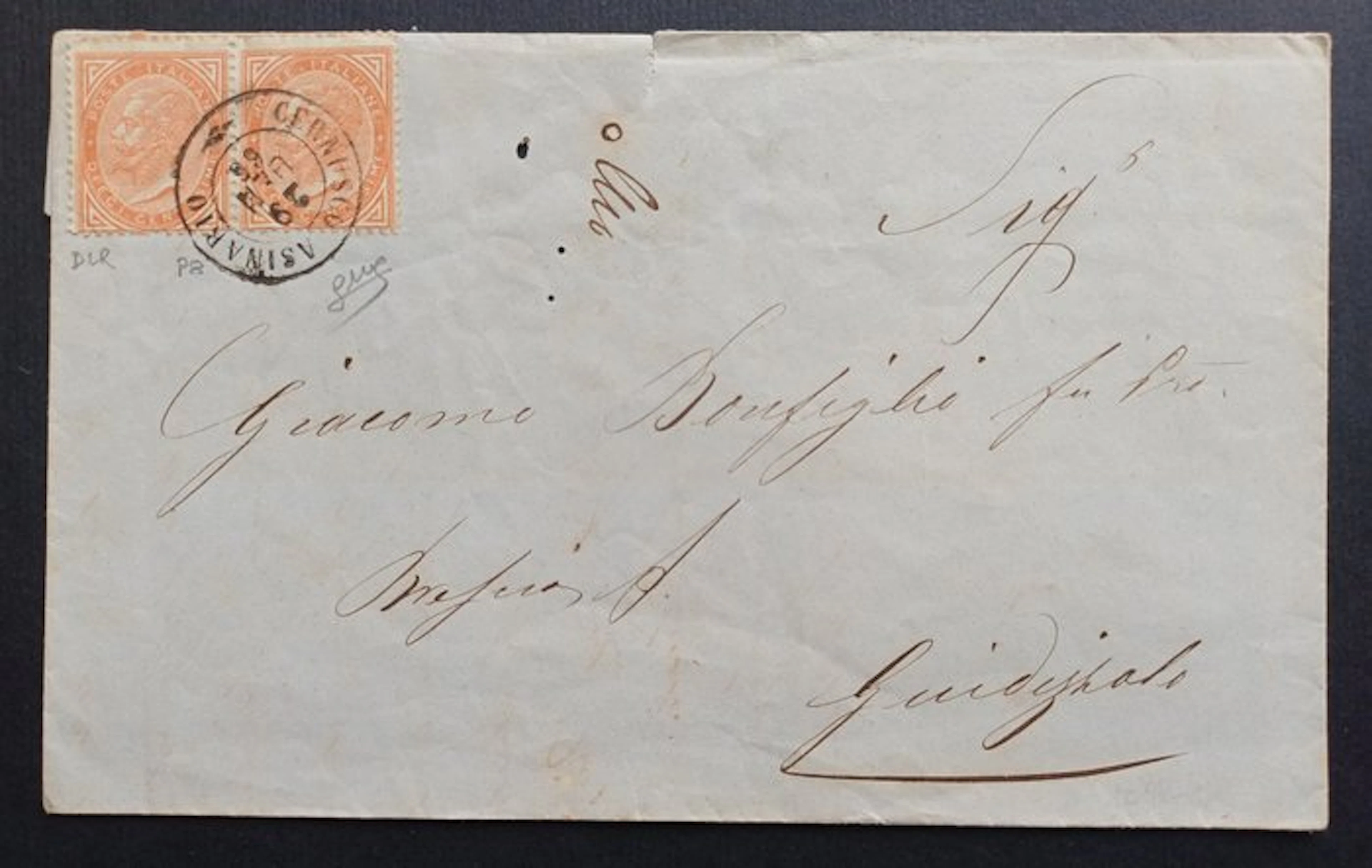 Italy Kingdom - 10 cent DLR pair on cover from Cernusco Asinario