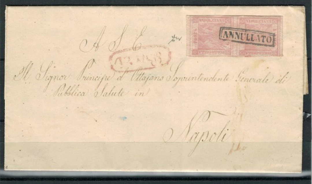 Italian Ancient States - Naples 1858 - Envelope franked...