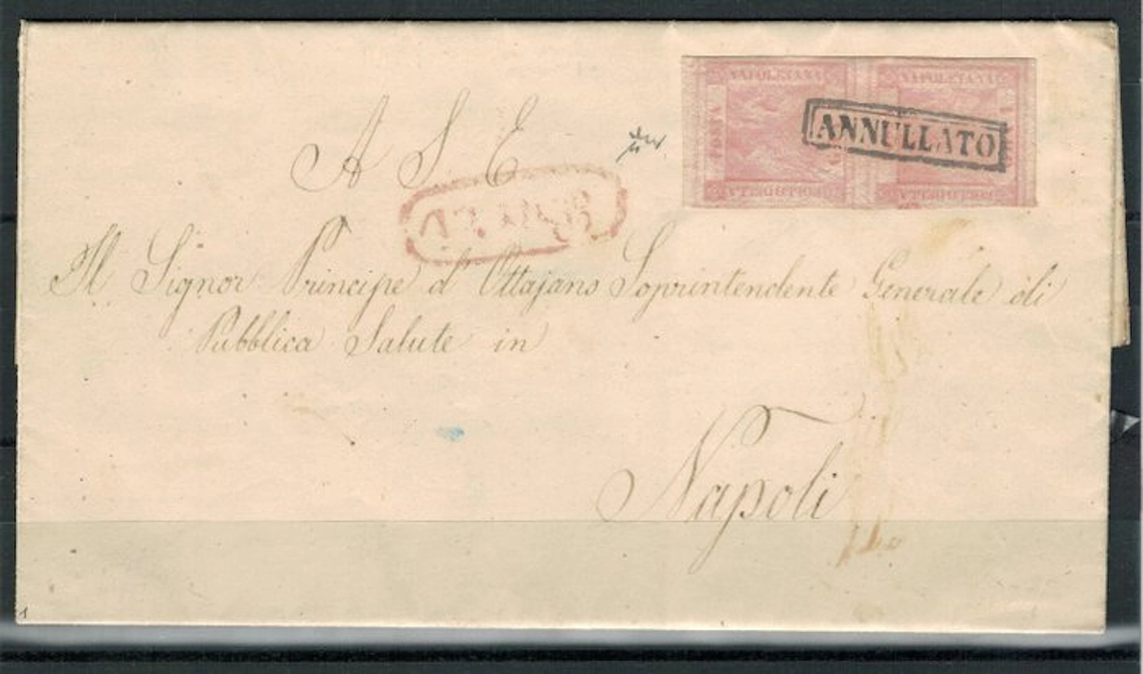 Italian Ancient States - Naples 1858 - Envelope franked...