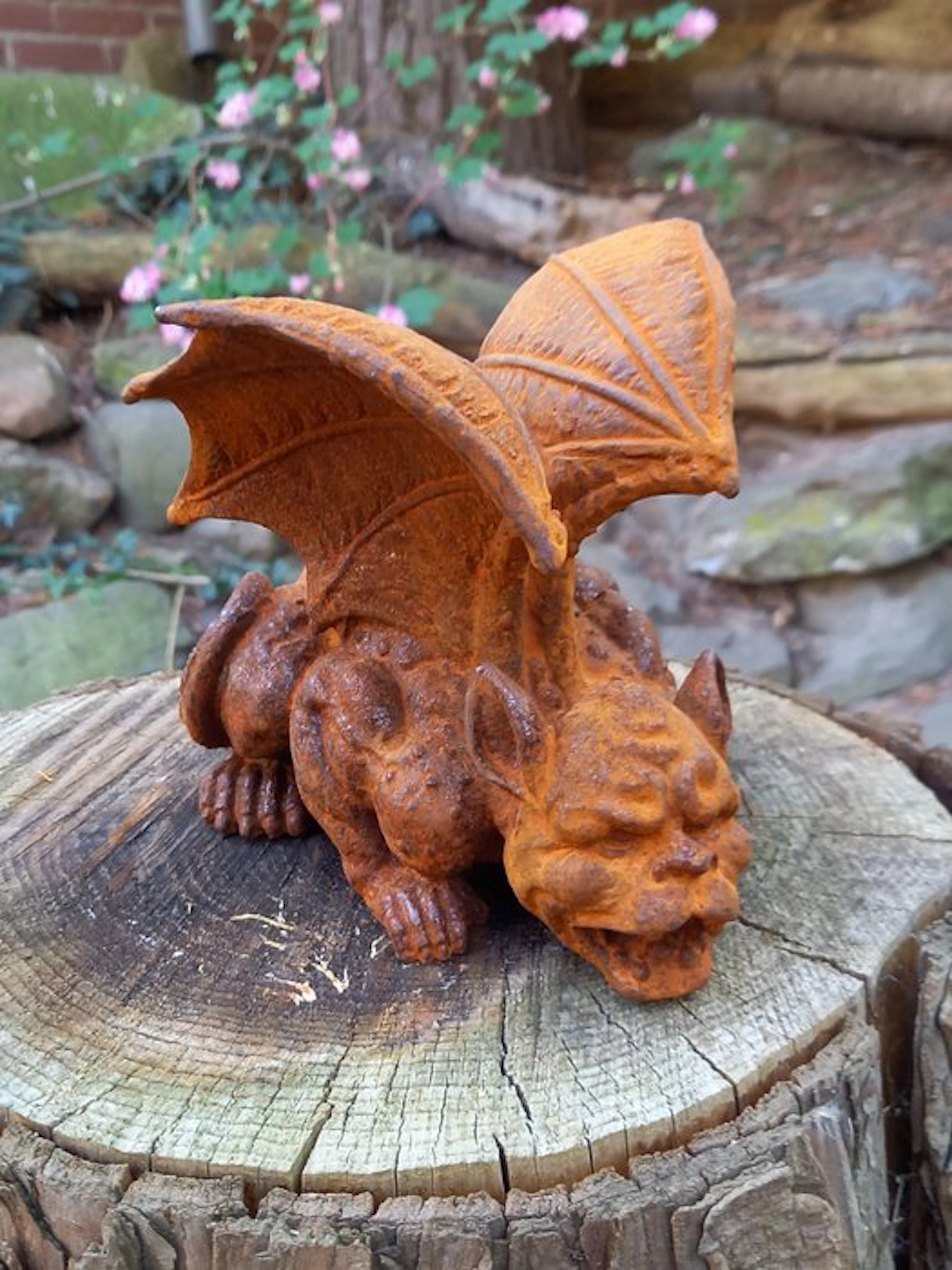 Sculpture, CRAWLING GARGOLYE, DEMON - 16 cm - Iron
