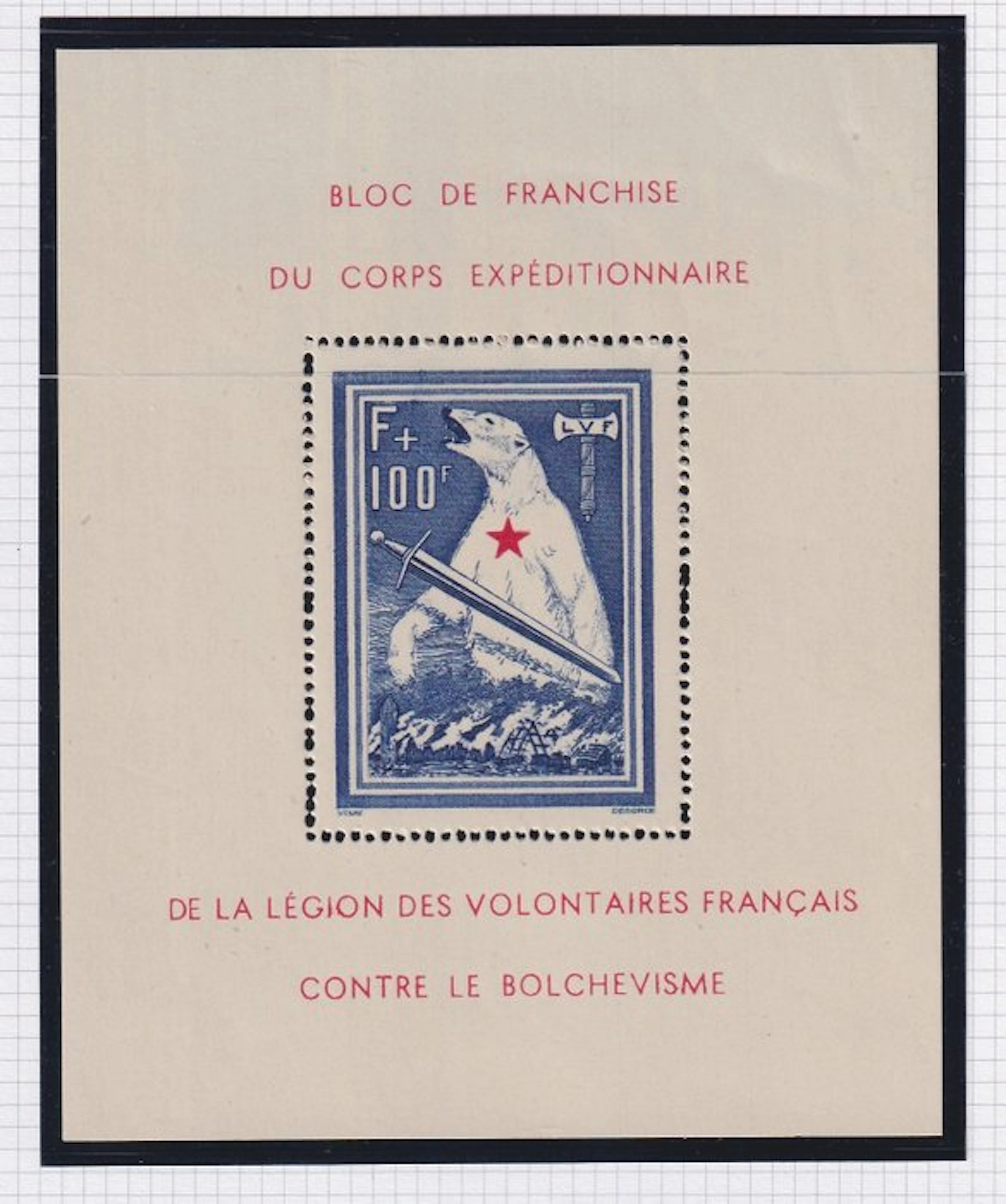France 1942 - LVF, Bloc de l'ours - Yvert n°1