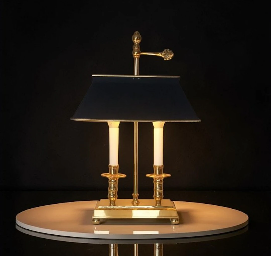 Bouilotte lamp - Two burners - Empire Style - Brass and Gold Metal