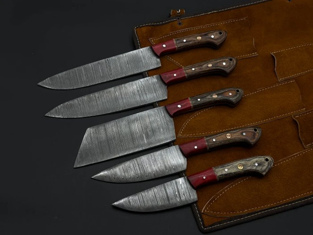 Japanese Style Kitchen Knife SET With Leather BAG...