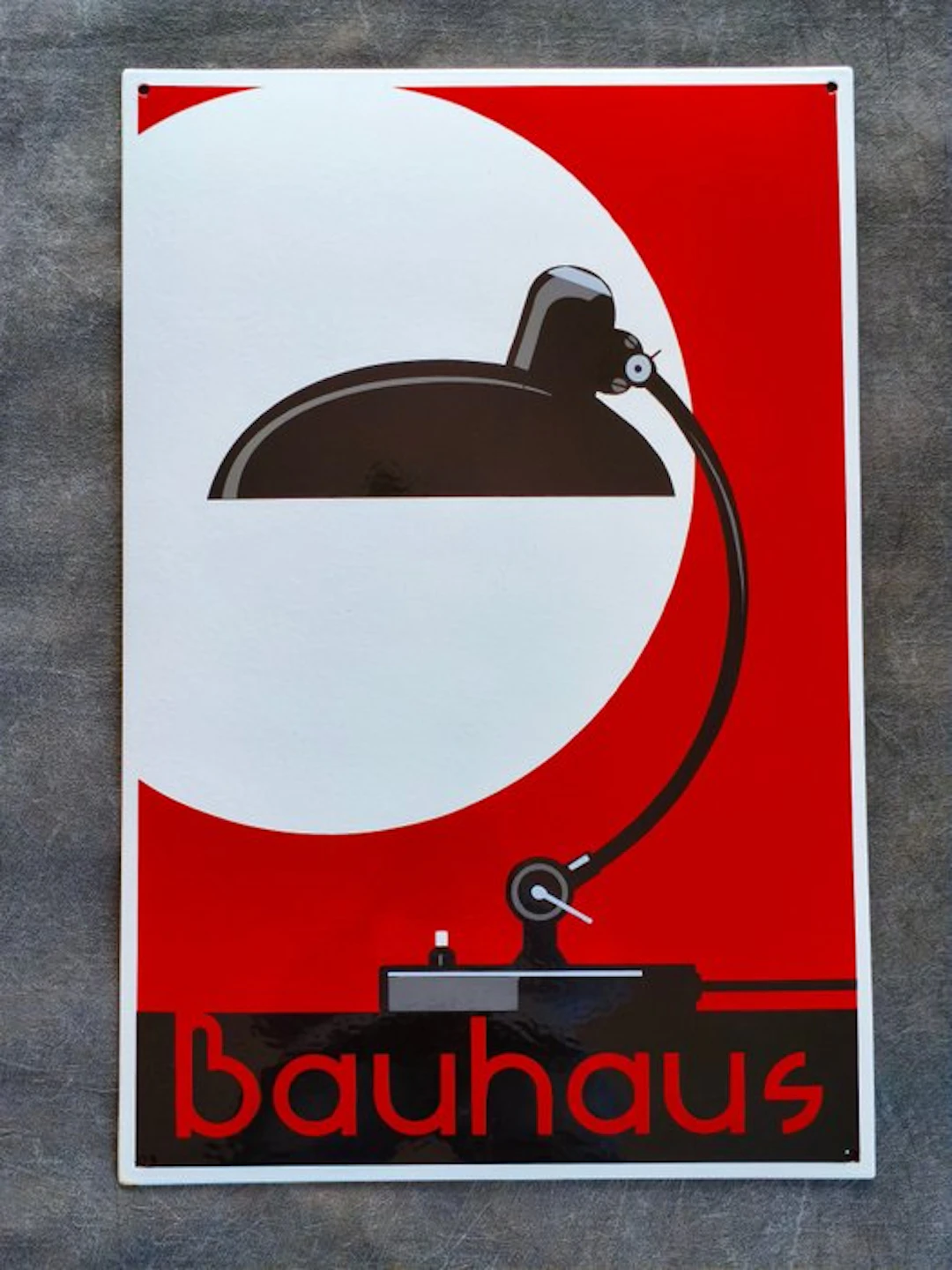 Bauhaus - enamel sign BAUHAUS Lampe rot Emailschild Emaille Schild