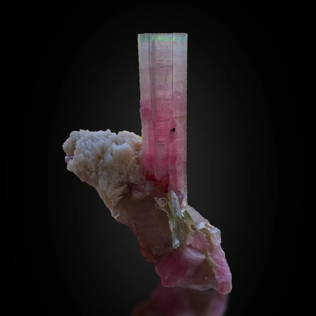 Green Cap Pink Rubellite Tourmaline with Smoky Quartz...