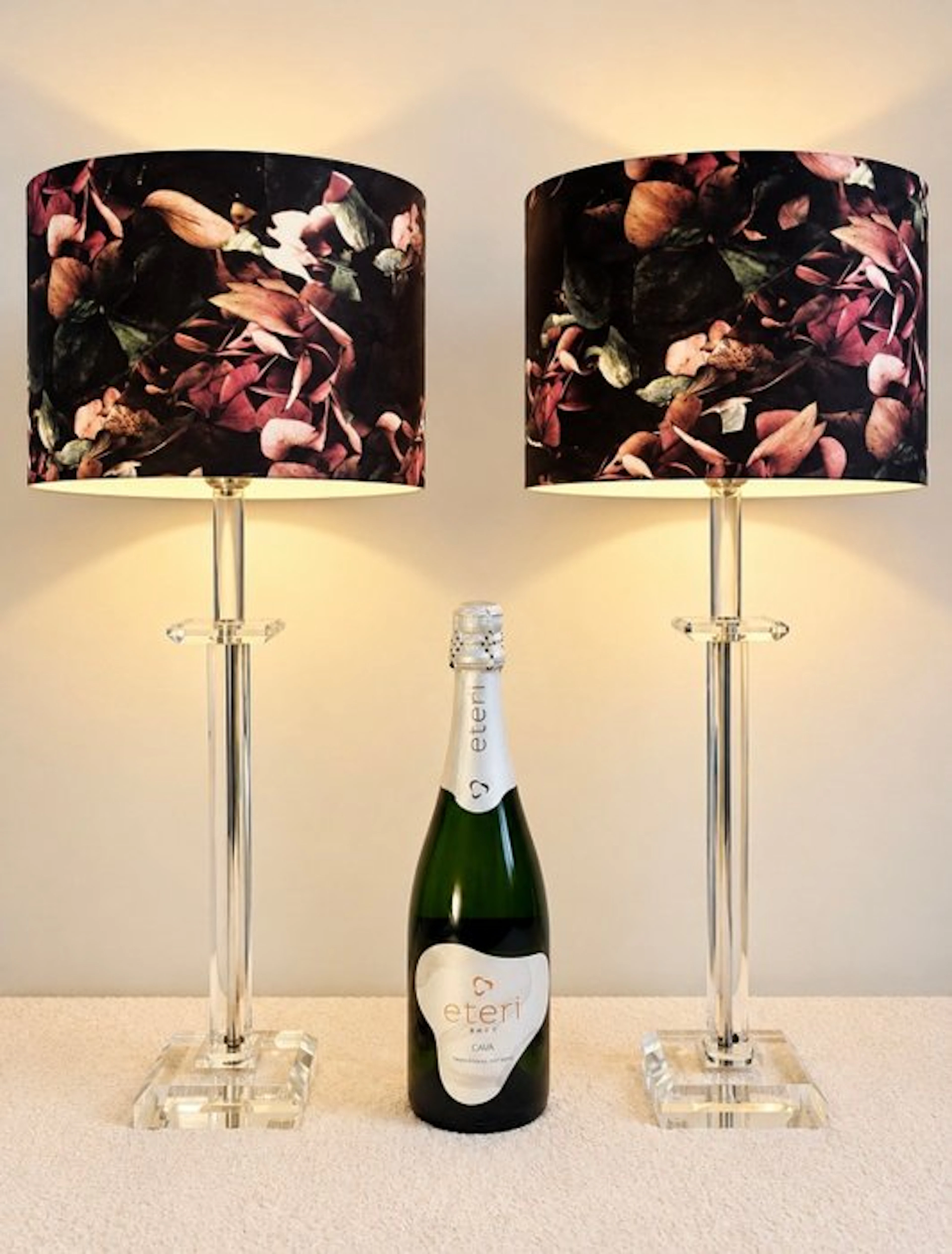 Table lamp (2) - Acrylic, Metal, Textile - Set