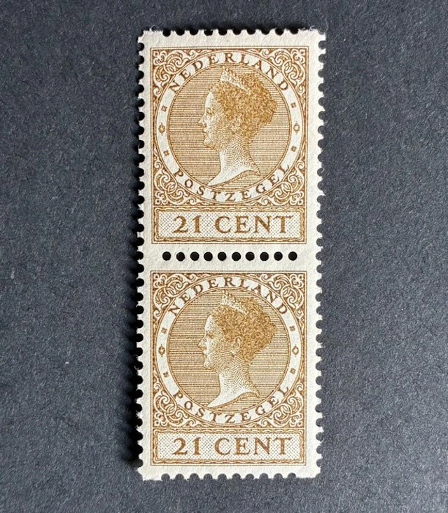 Netherlands 1930 - Two-sided roll stand 21 cm olive brown...