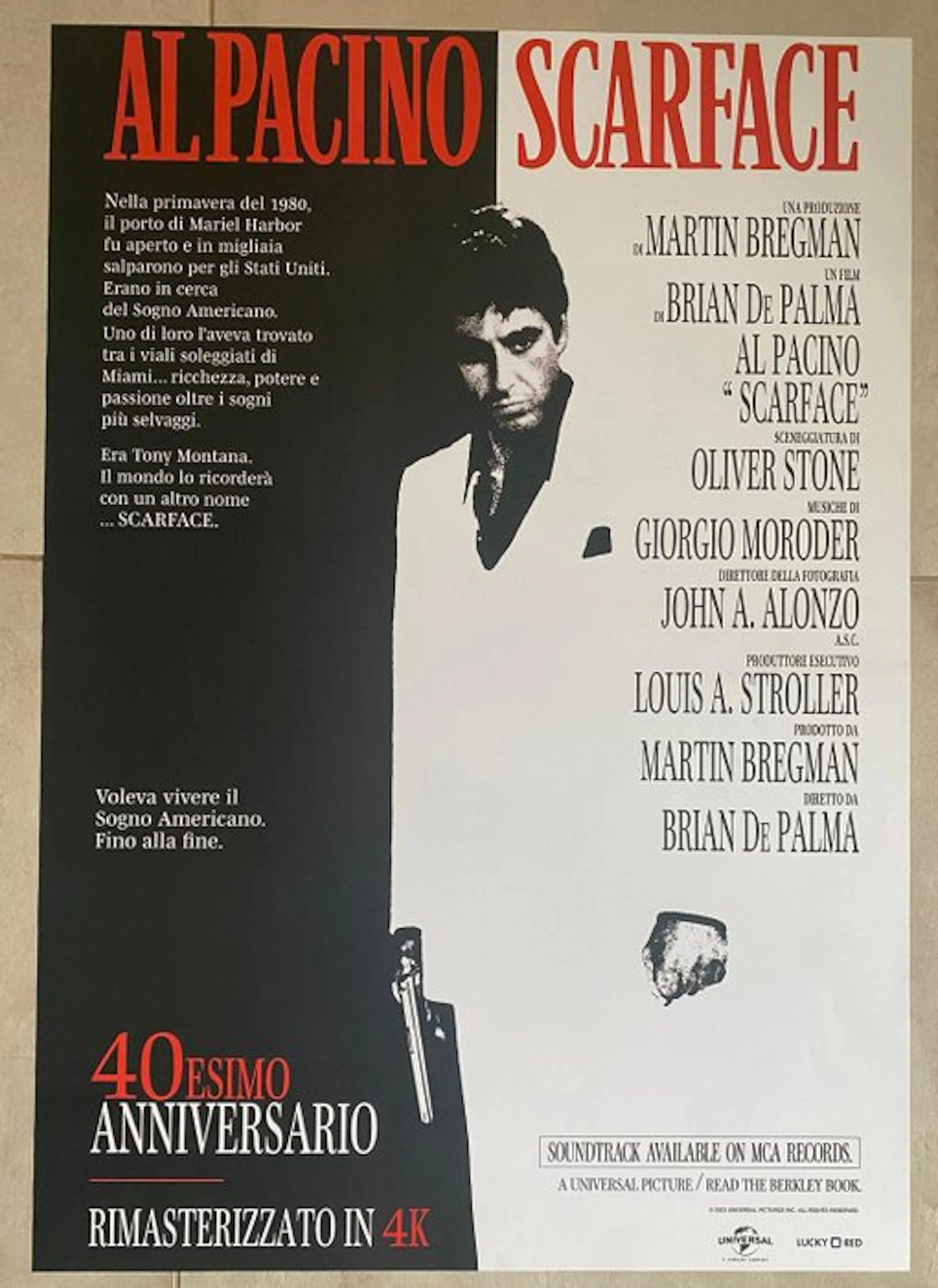 Special edition 40 years - Original Movie Poster 70X100 CM - Scarface