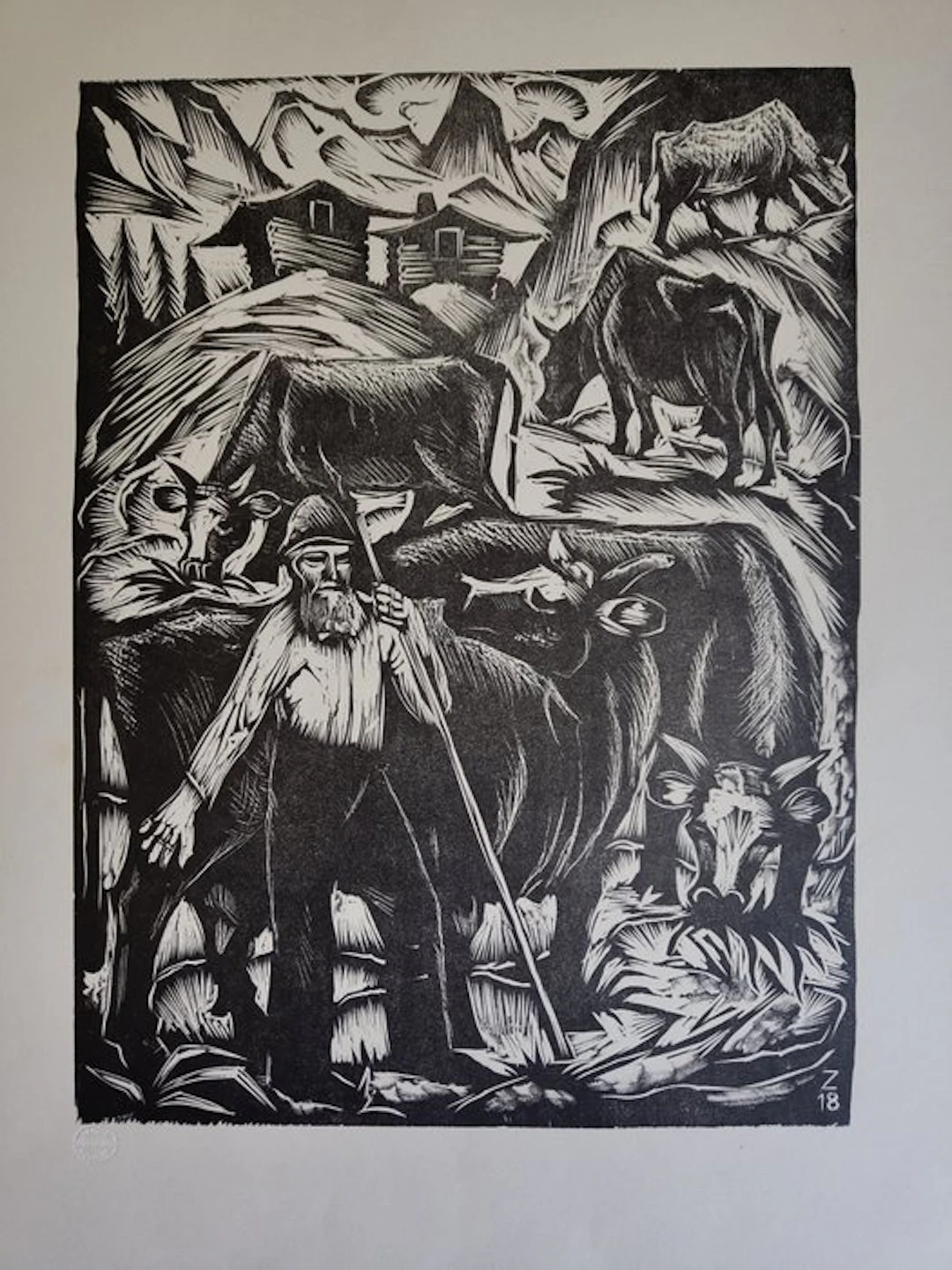 Karl Friedrich Zähringer (1886–1923) - Hirte mit Kühen