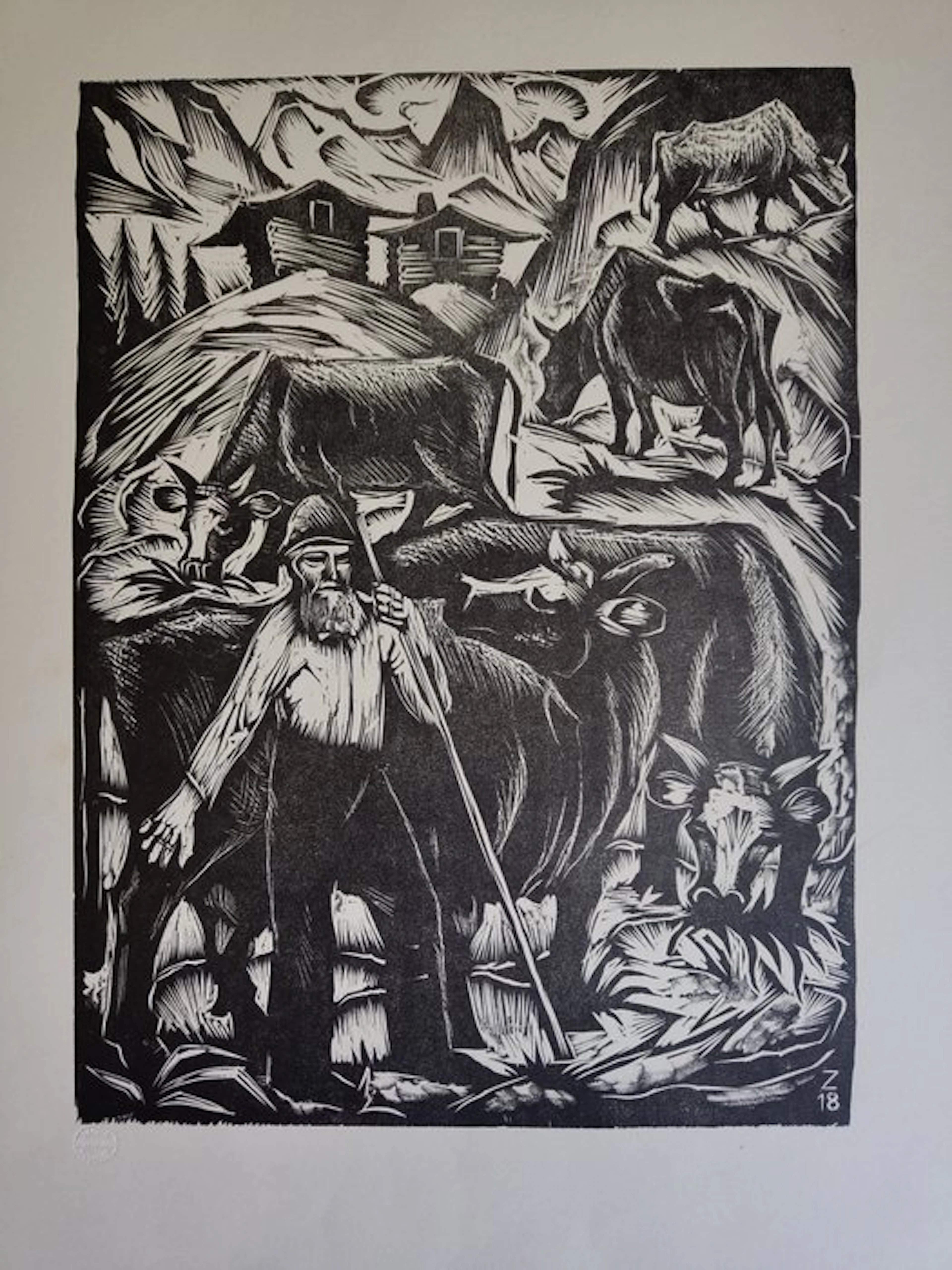 Karl Friedrich Zähringer (1886–1923) - Hirte mit Kühen