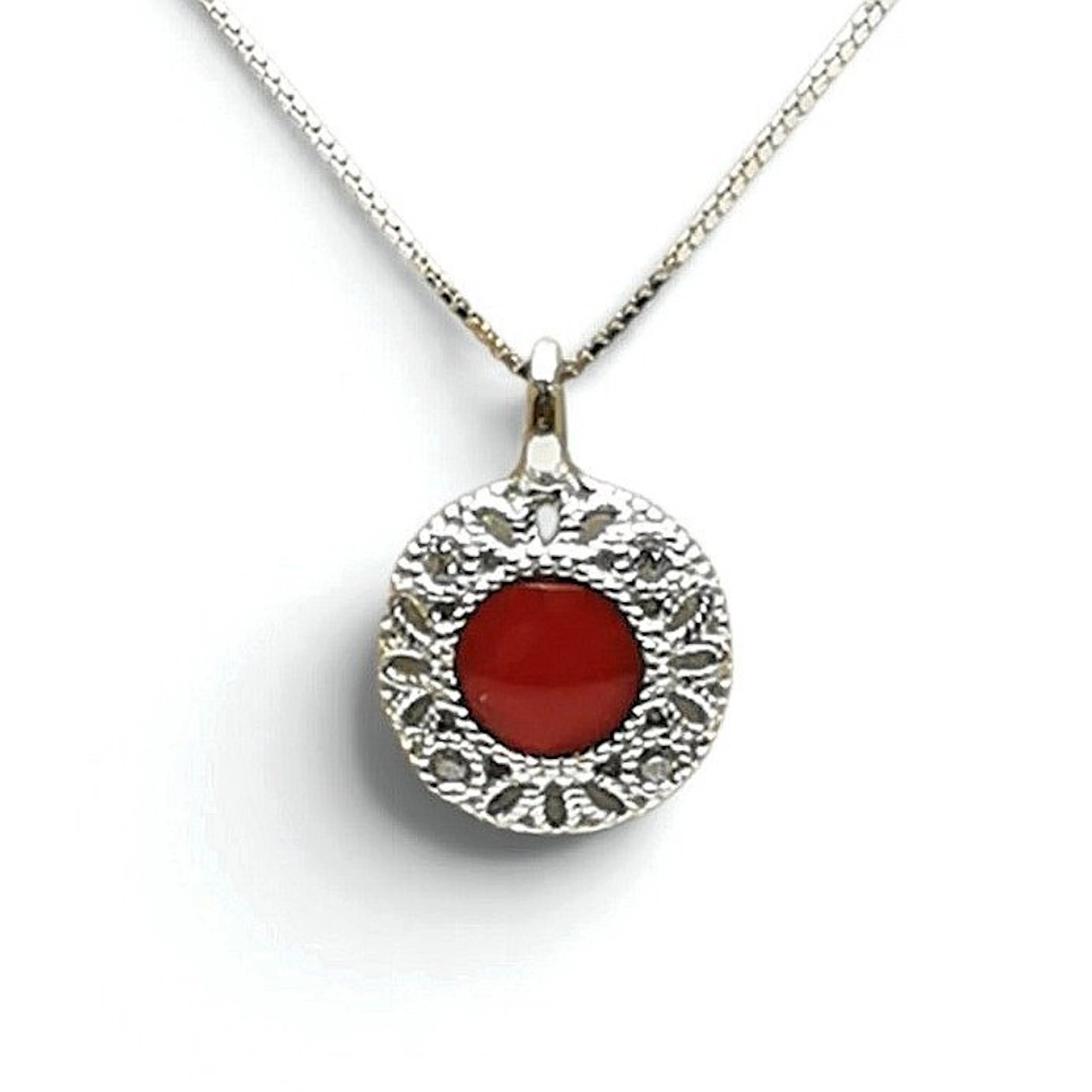Coral - Sterling Silver 925 - Necklace with pendant - Italian craftsmanship