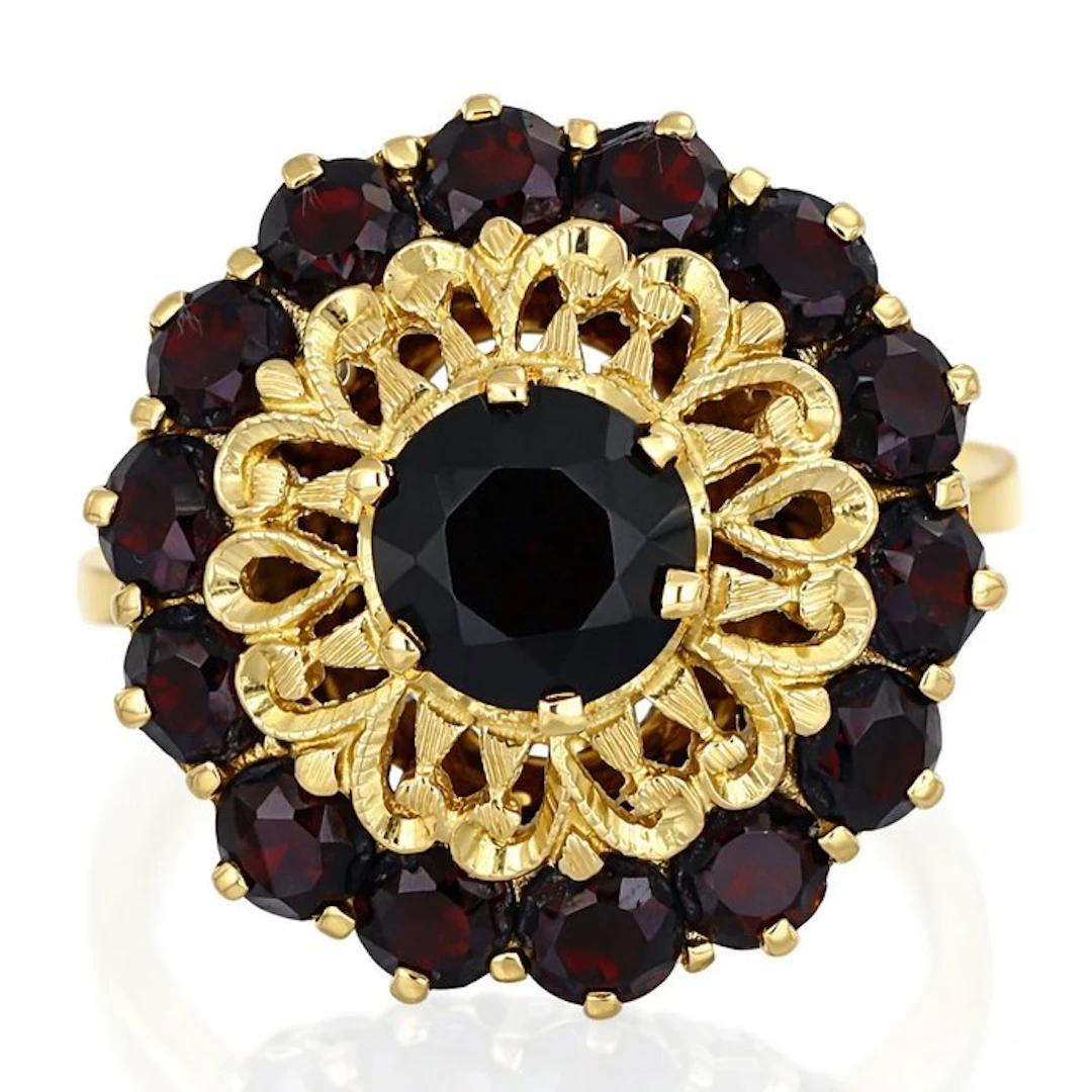 Ring - 18 kt. Yellow gold - 2.92ct. tw. Garnet - Made in Italy - Handmade