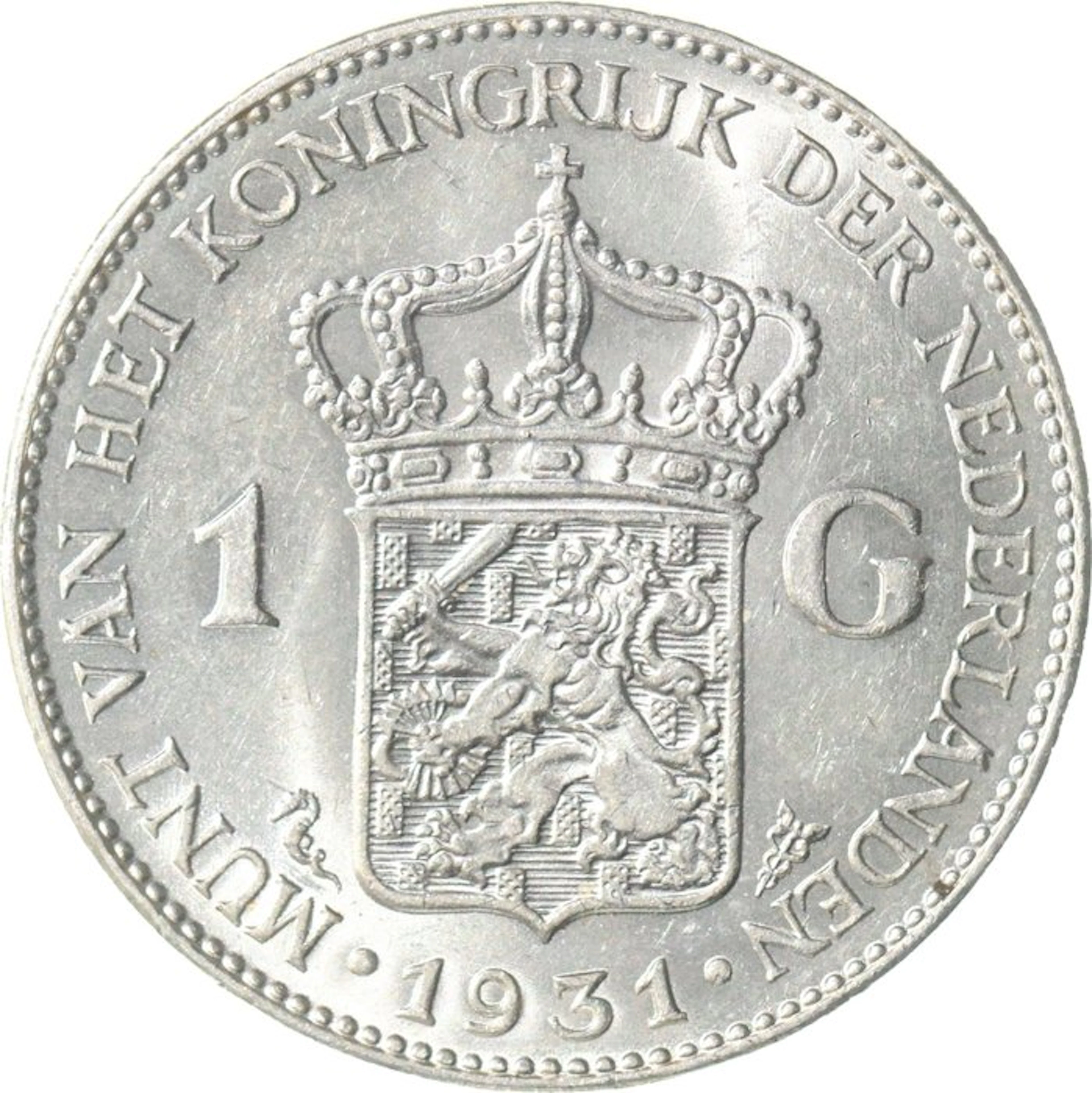 Netherlands. Wilhelmina. 1 Gulden 1931 KWALITEIT (No reserve price)