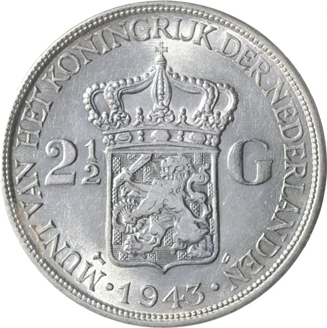 Netherlands. Wilhelmina. 2 1/2 Gulden 1943 Palmboom Denver (No reserve price)