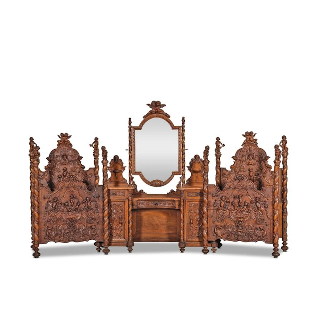 Important 7-piece bedroom suite, attributed to Luigi Frullini - Bed