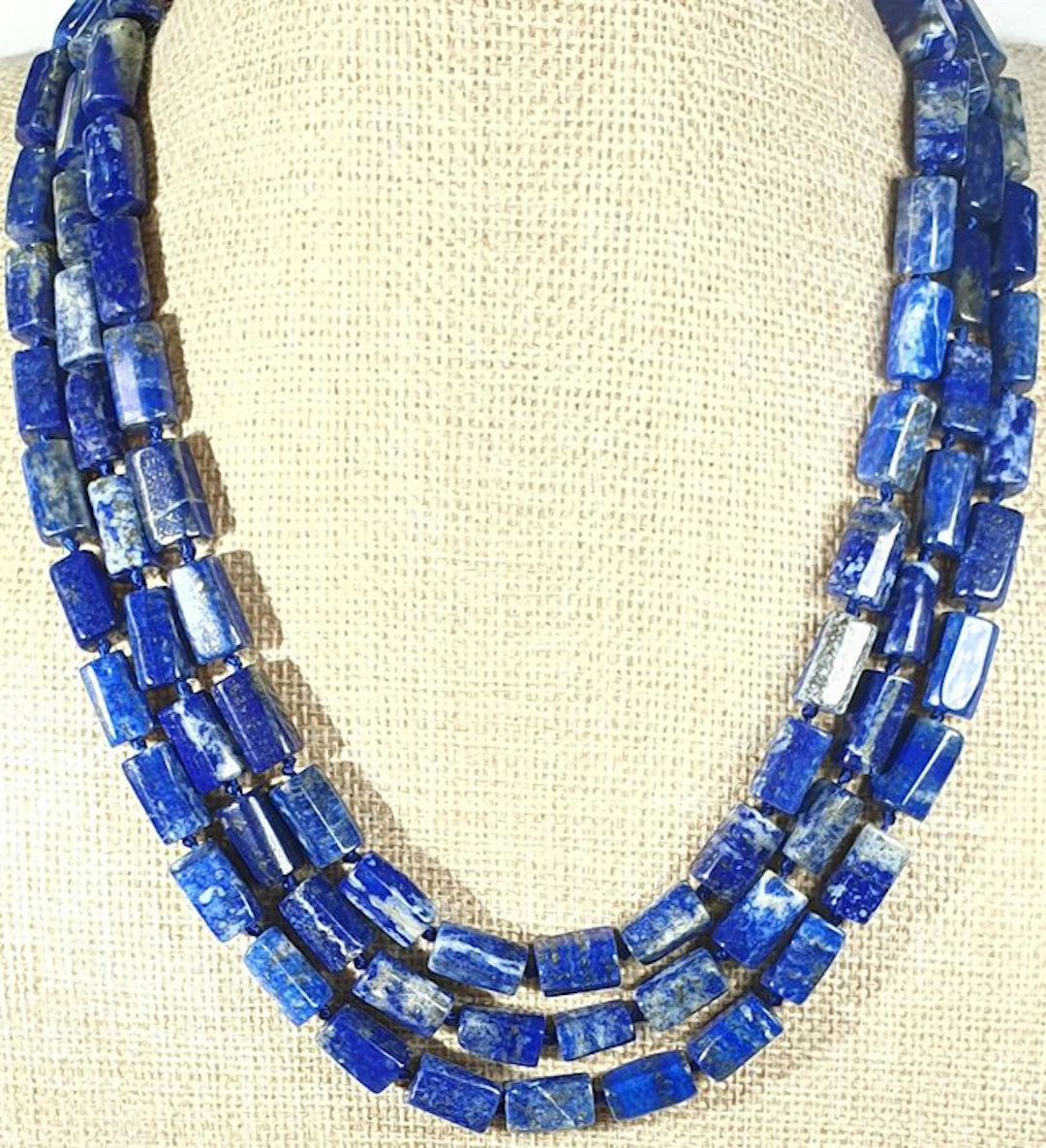 Natural Afghan Lapis Lazuli - 925 Silver Clasp - Peace...