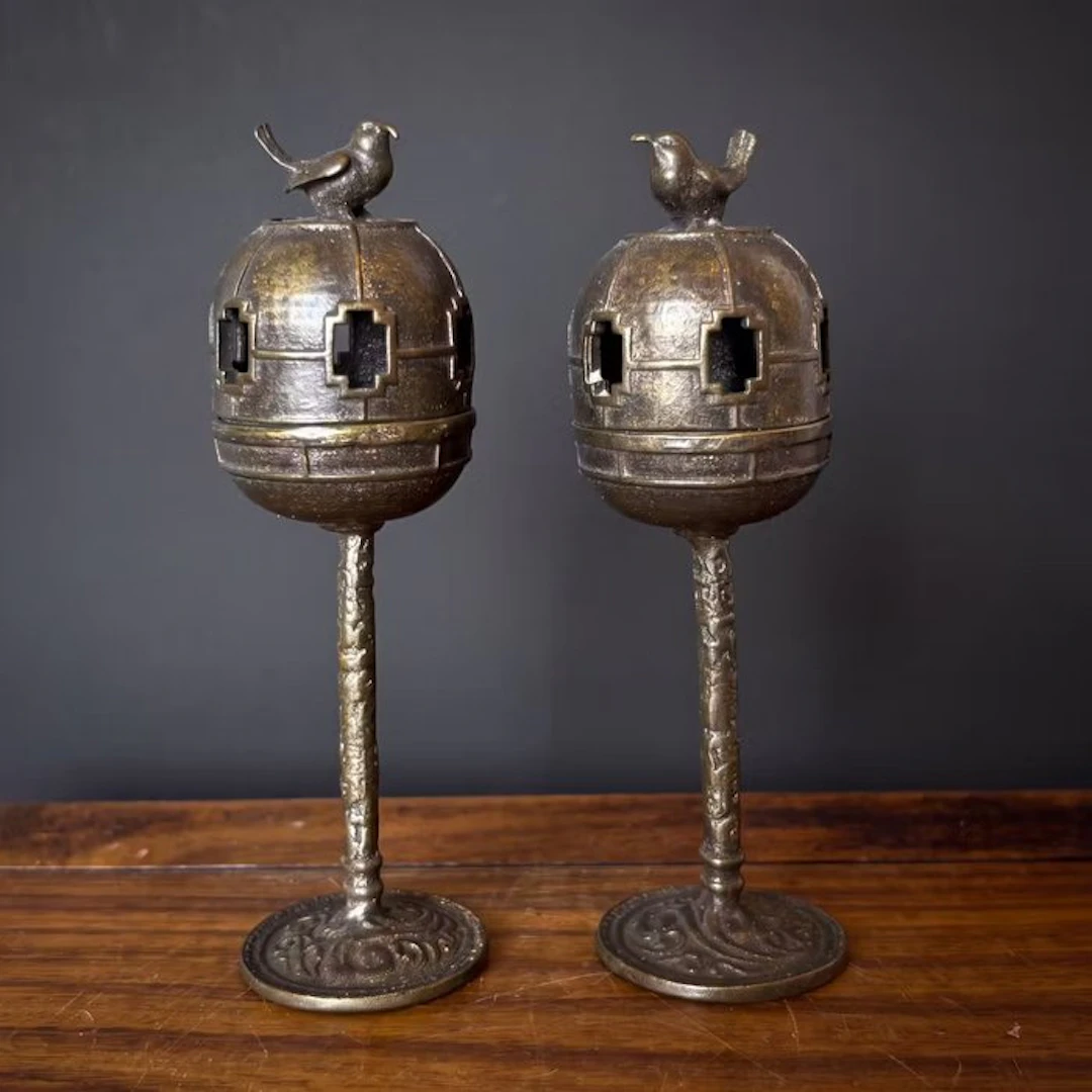 Incense burner (2) - Bronze - Birds