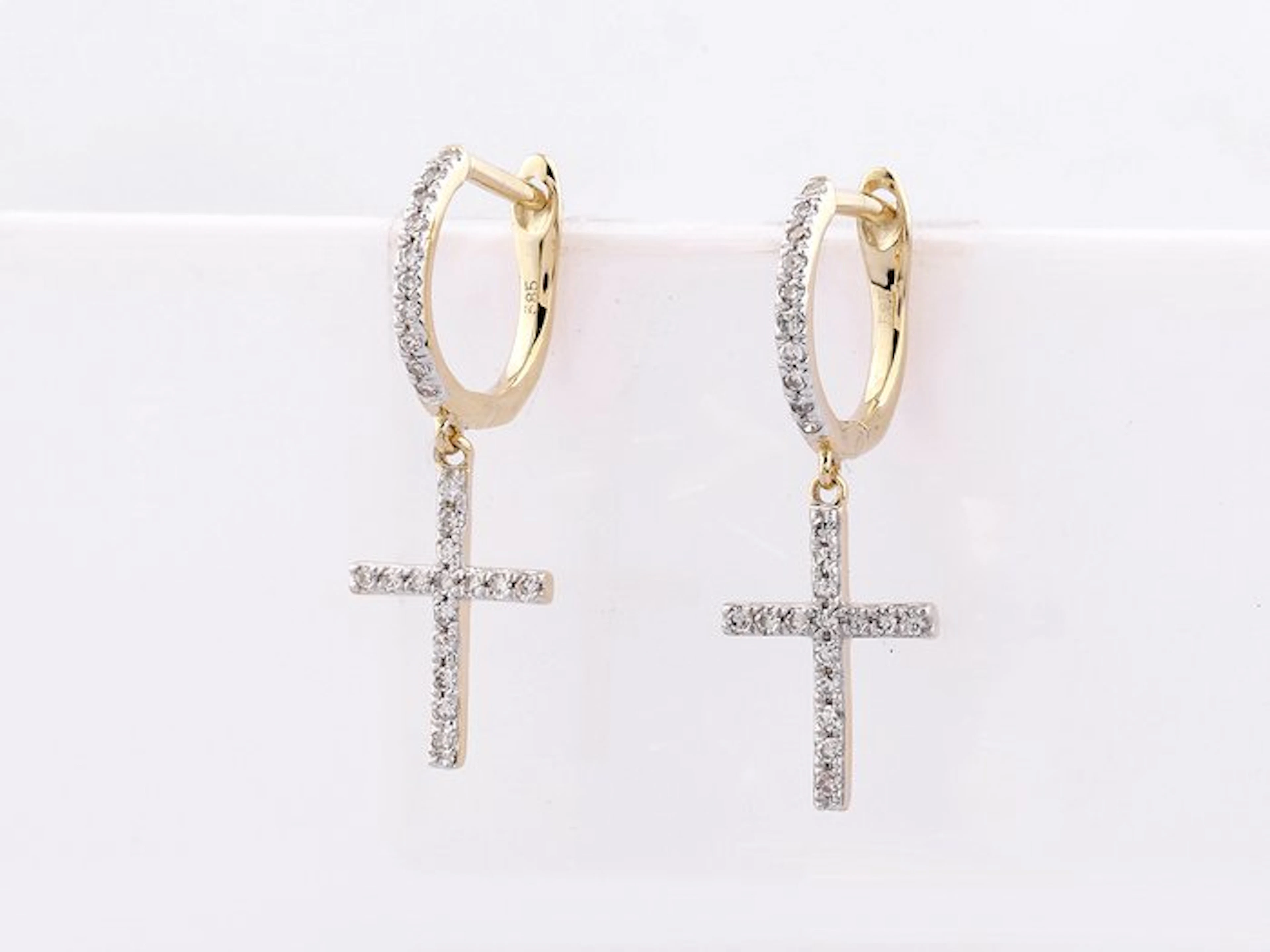 No reserve price - Earrings - 14 kt. Yellow gold - 0.15ct. tw. Diamond