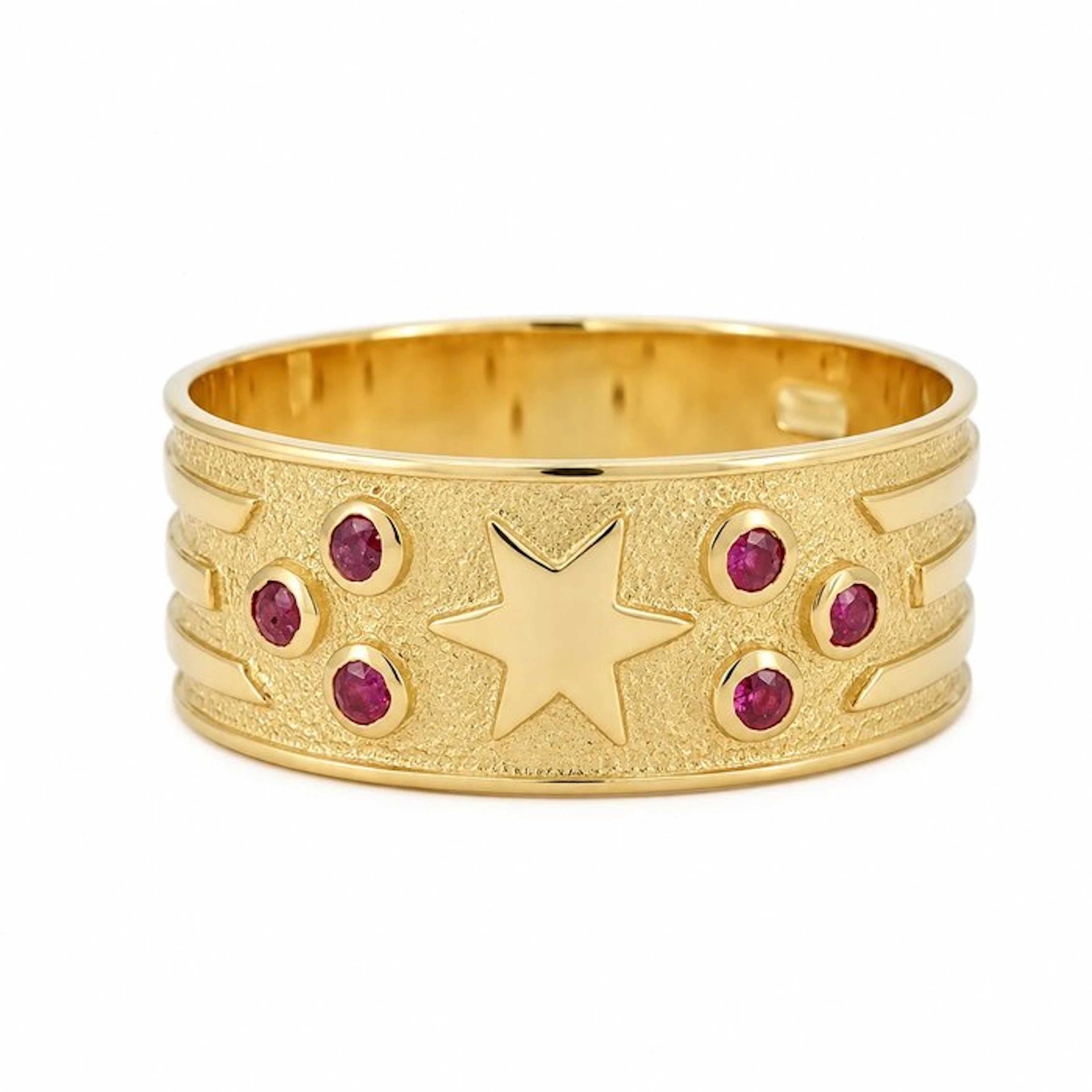 Ring - 18 kt. Yellow gold - 0.12ct. tw. Ruby - Made in Italy - Handmade
