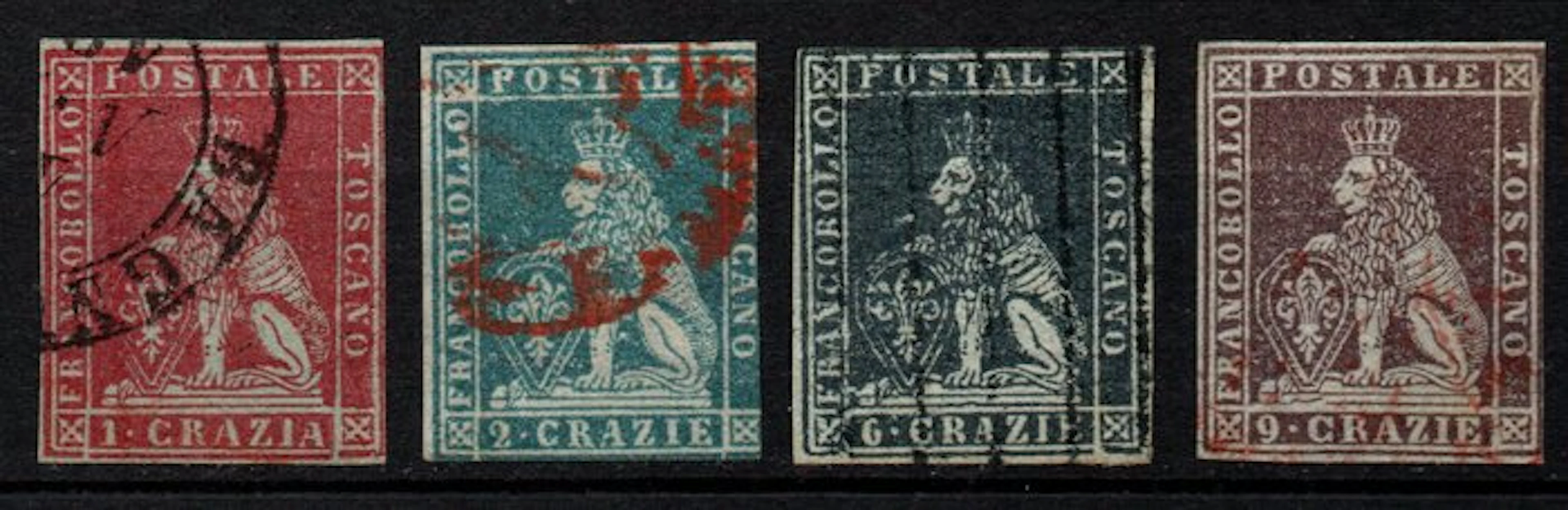 Italian Ancient States - Tuscany 1851 - Series of stamps...